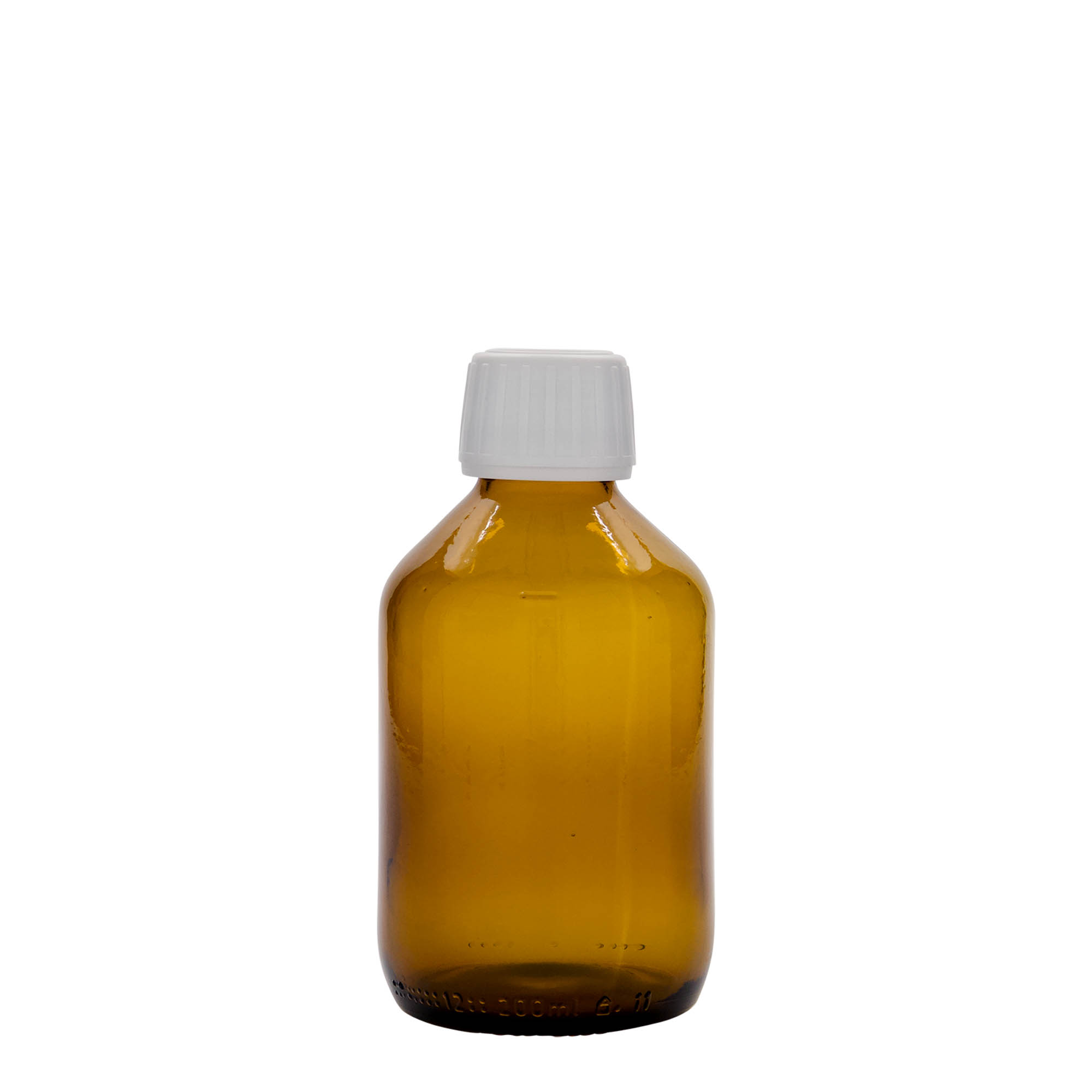 200 ml medicinflaska, brun, glas, öppning: PP 28