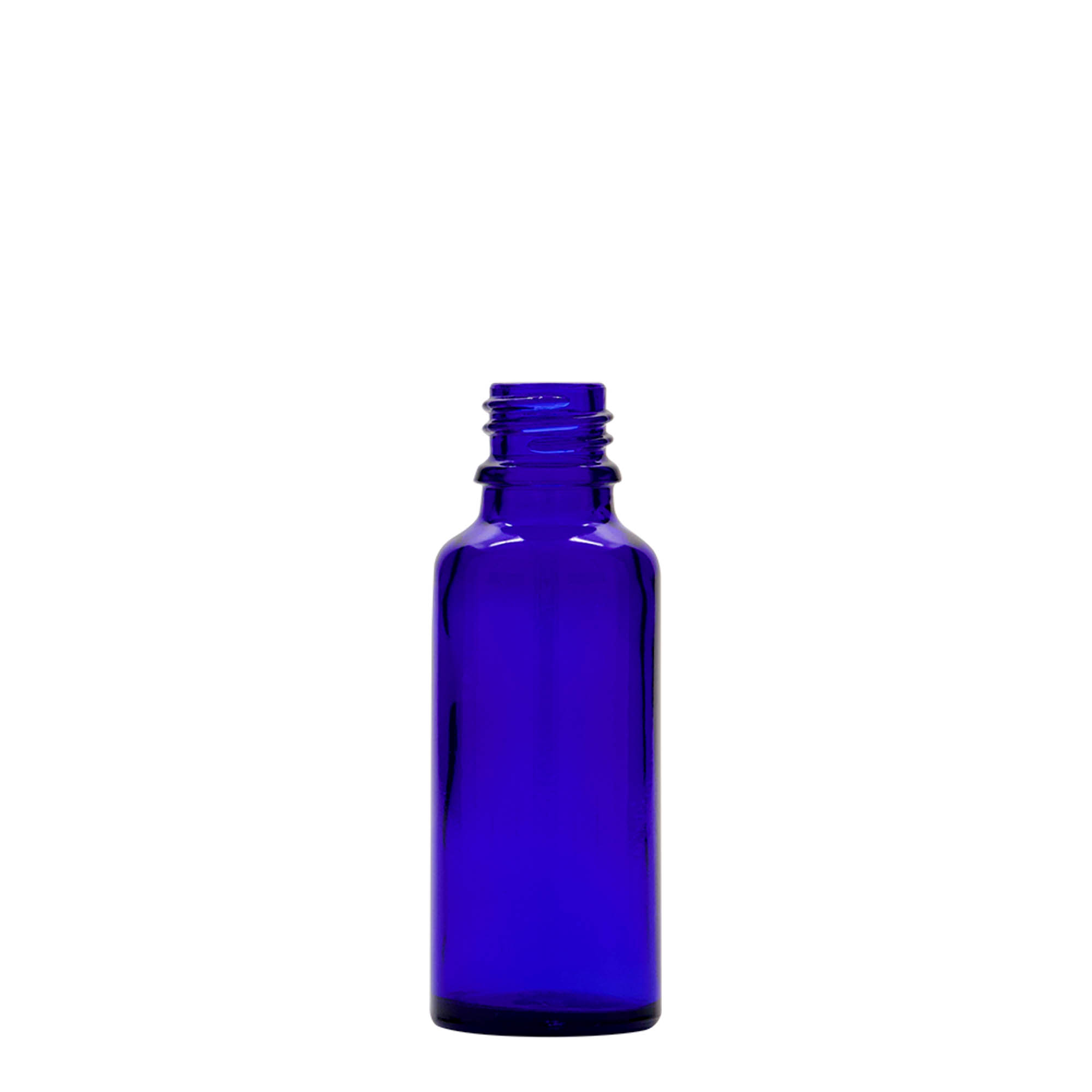 30 ml pipettflaska medicin, glas, kungligt blå-röd, mynning: DIN 18