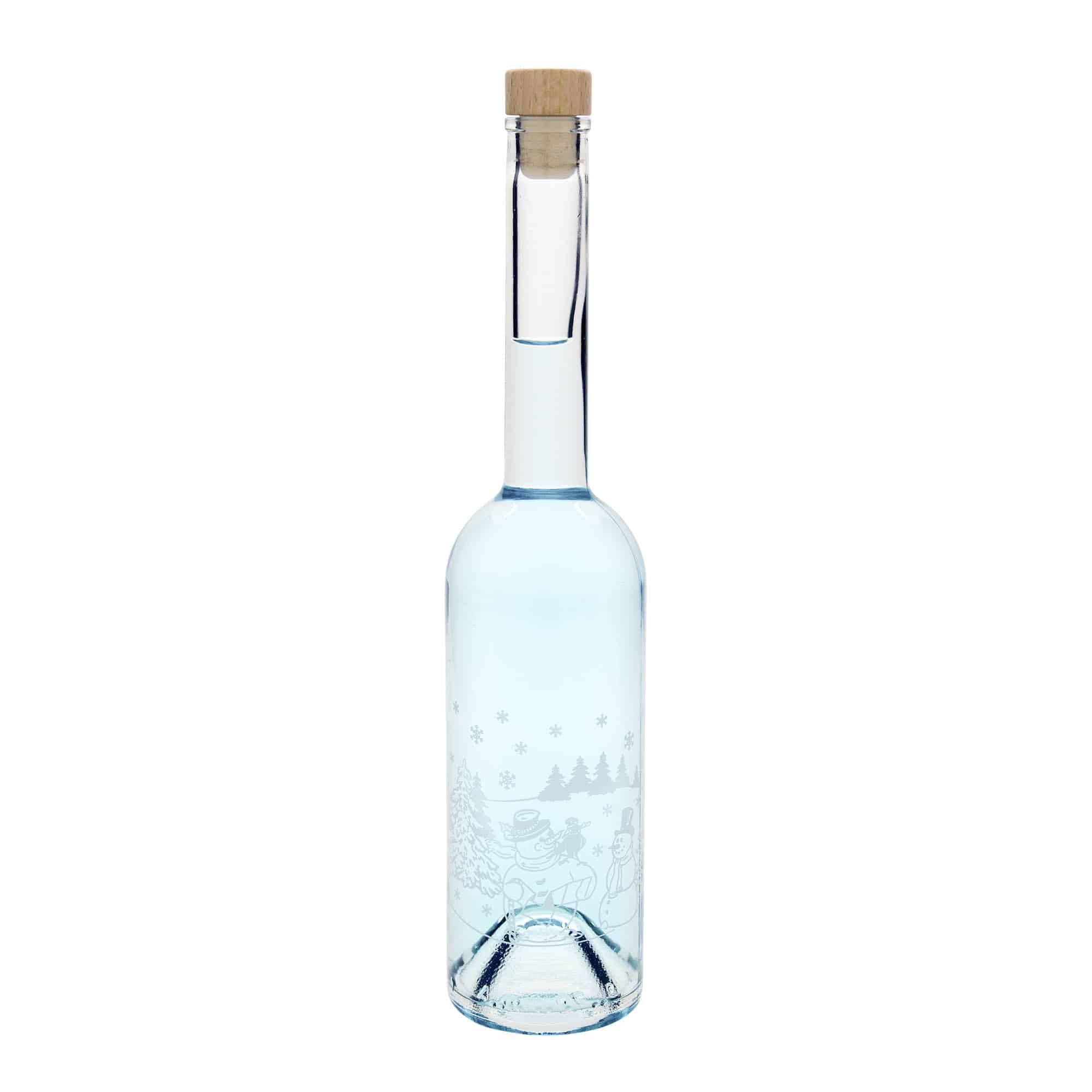 500 ml glasflaska 'Opera', motiv: snögubbsflaska, öppning: kork