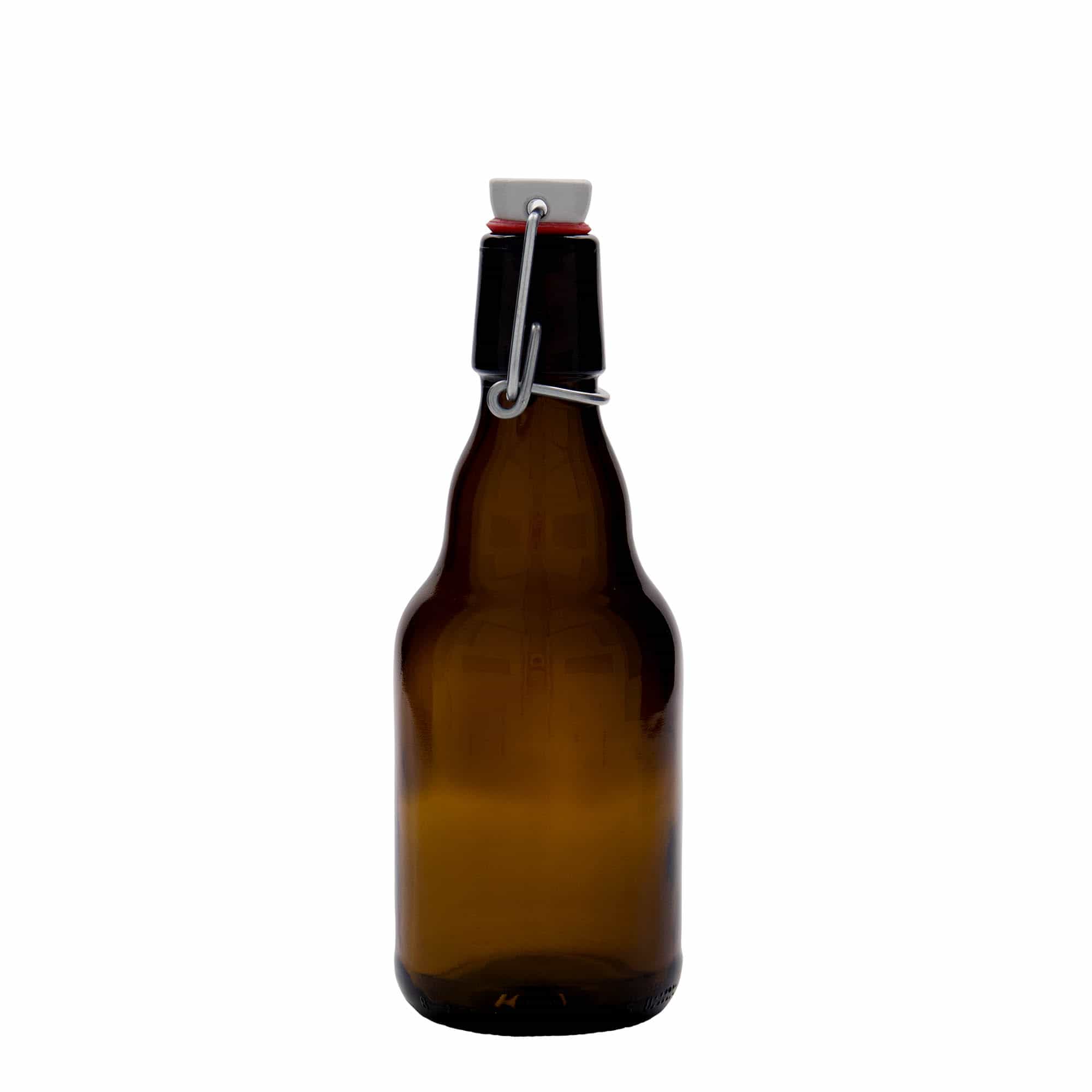 330 ml ölflaska 'Steinie', glas, brun, mynning: bygelkapsyl