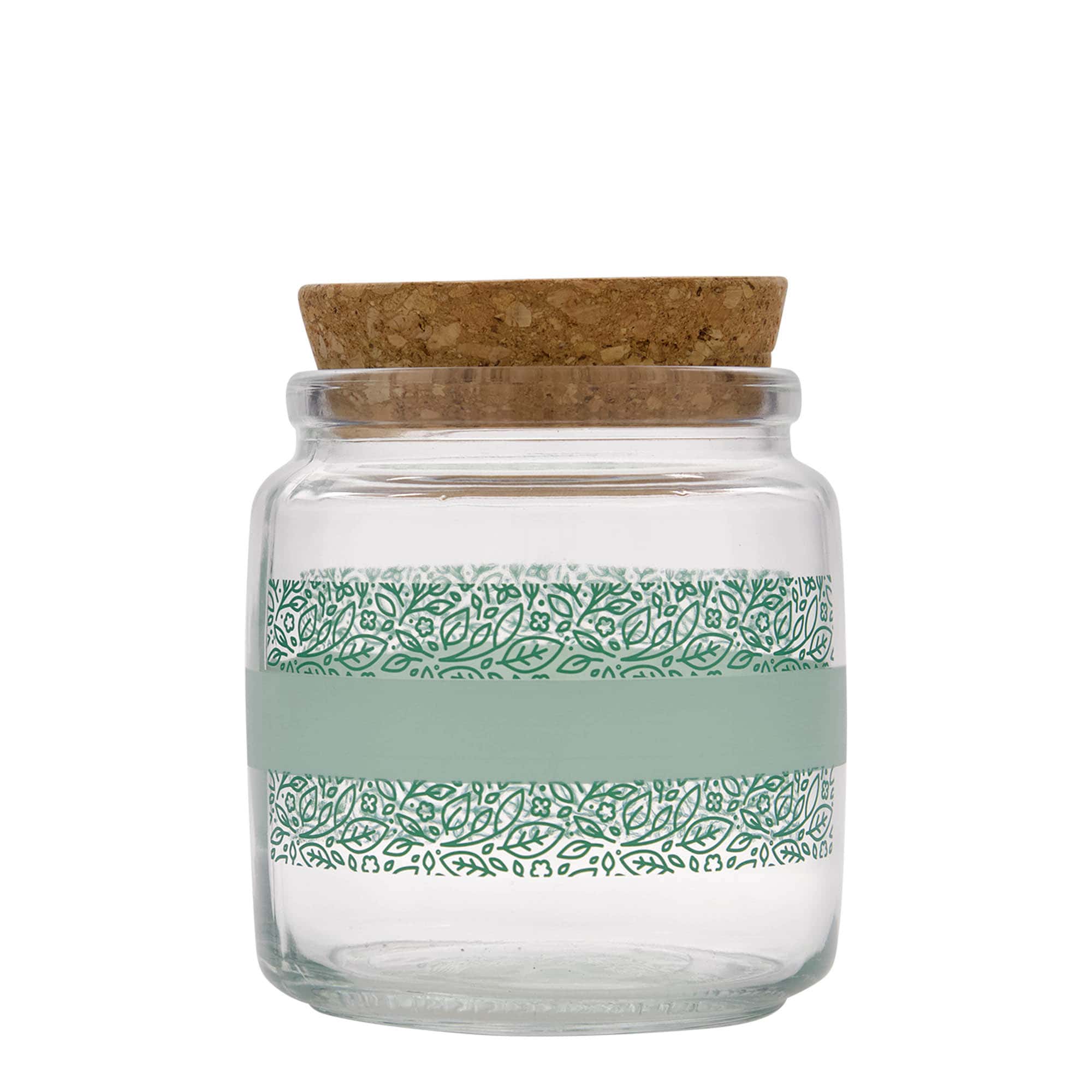 750 ml korkglas 'Giara', motiv: Naturalmente verde, mynning: kork