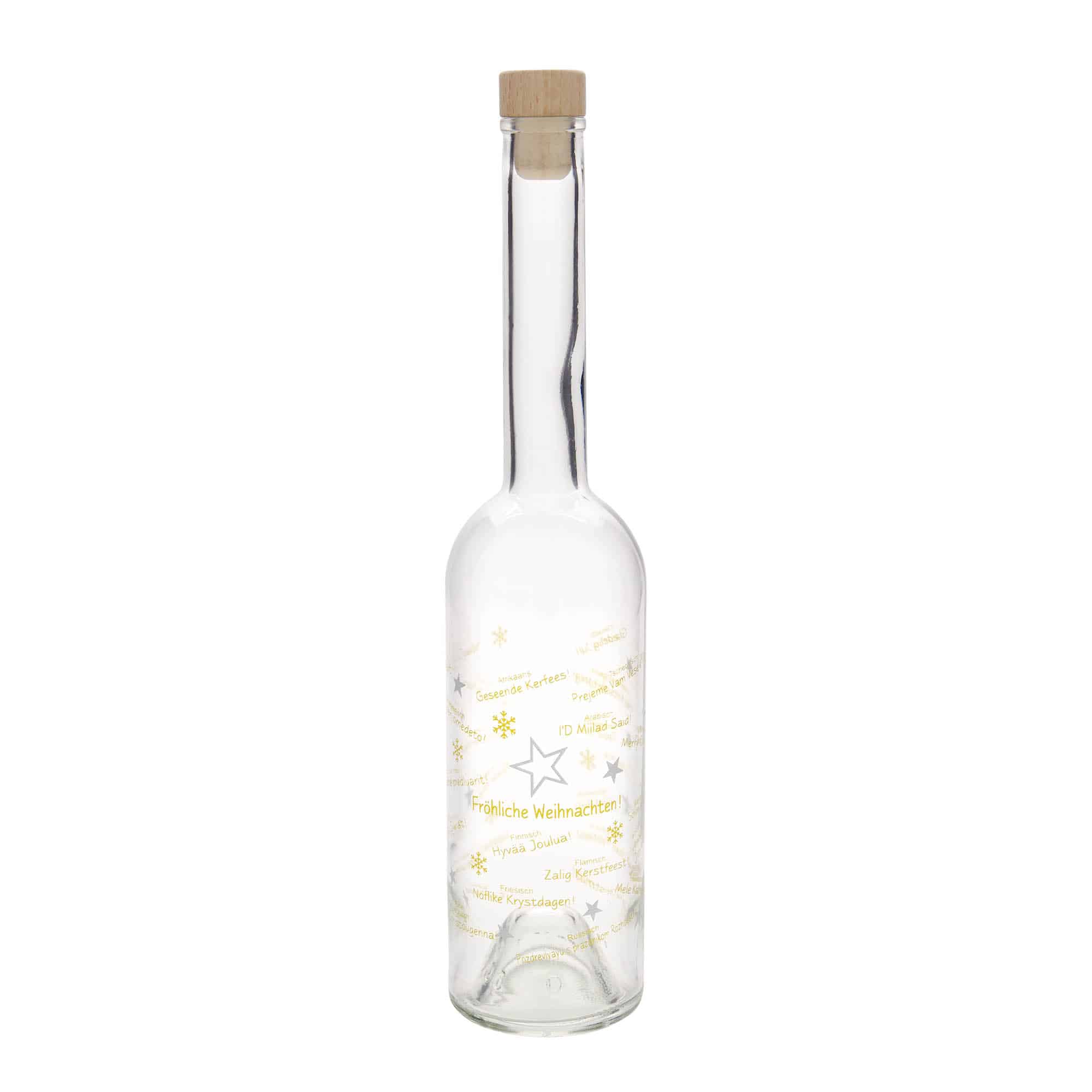 500 ml glasflaska 'Opera', motiv: Jul världen runt, mynning: kork