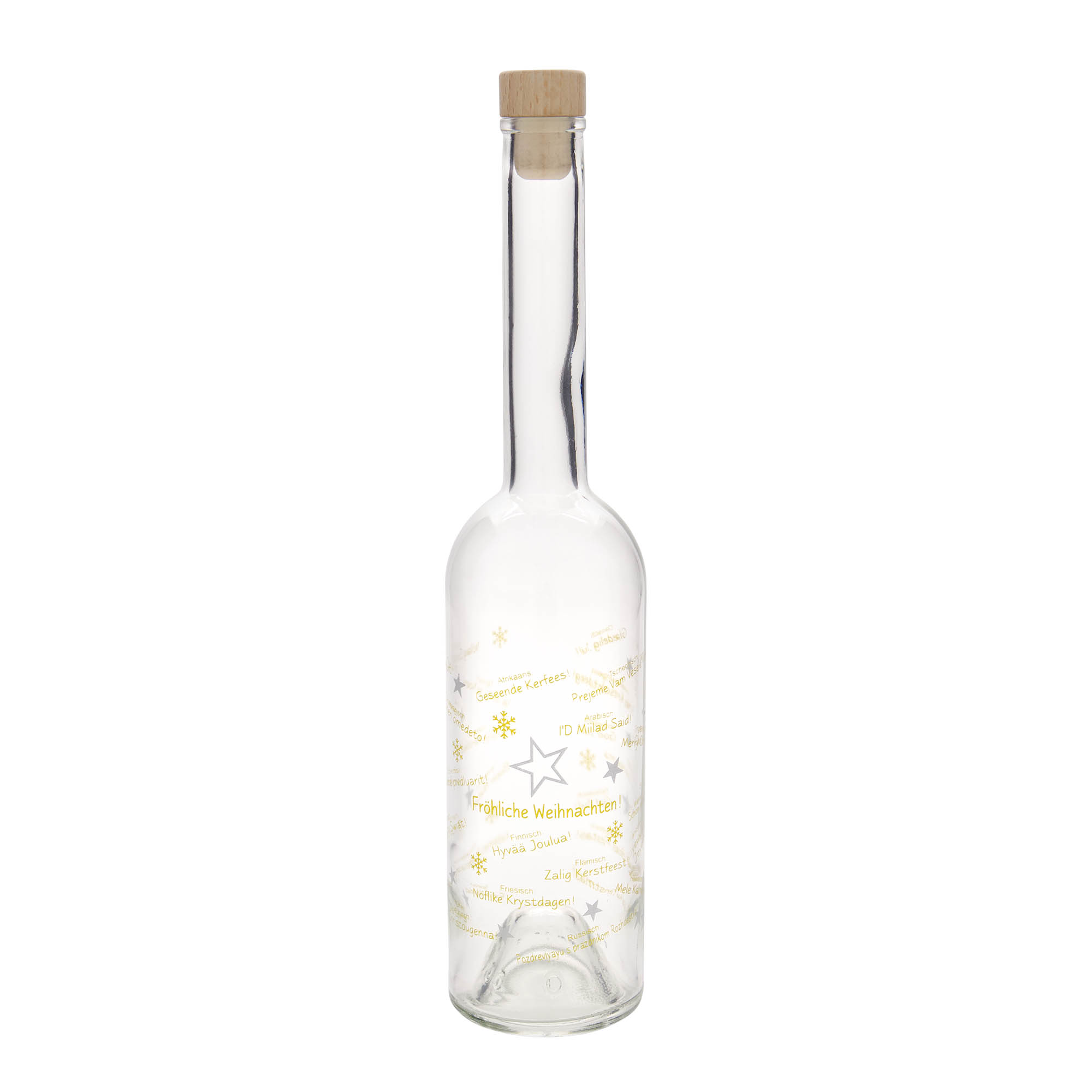 500 ml glasflaska 'Opera', motiv: Jul i världen, mynning: kork