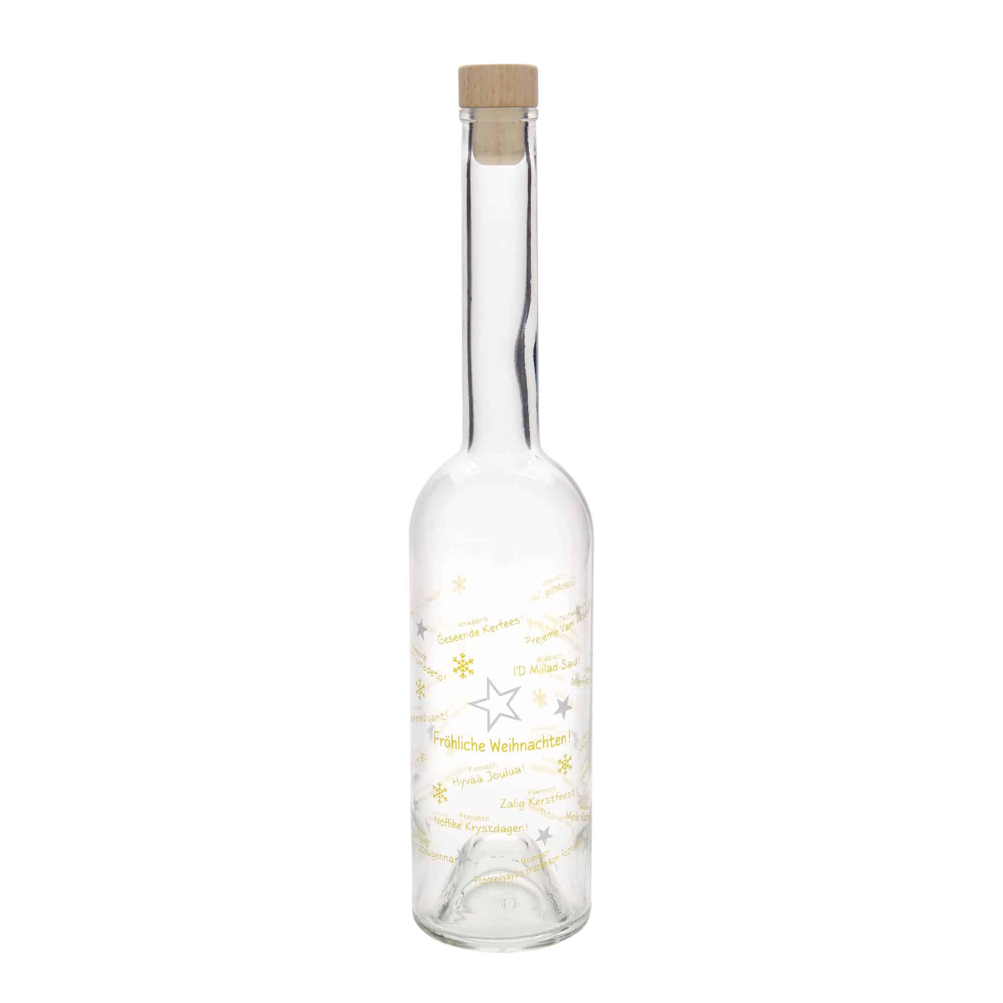 500 ml glasflaska 'Opera', motiv: Jul i världen, mynning: kork