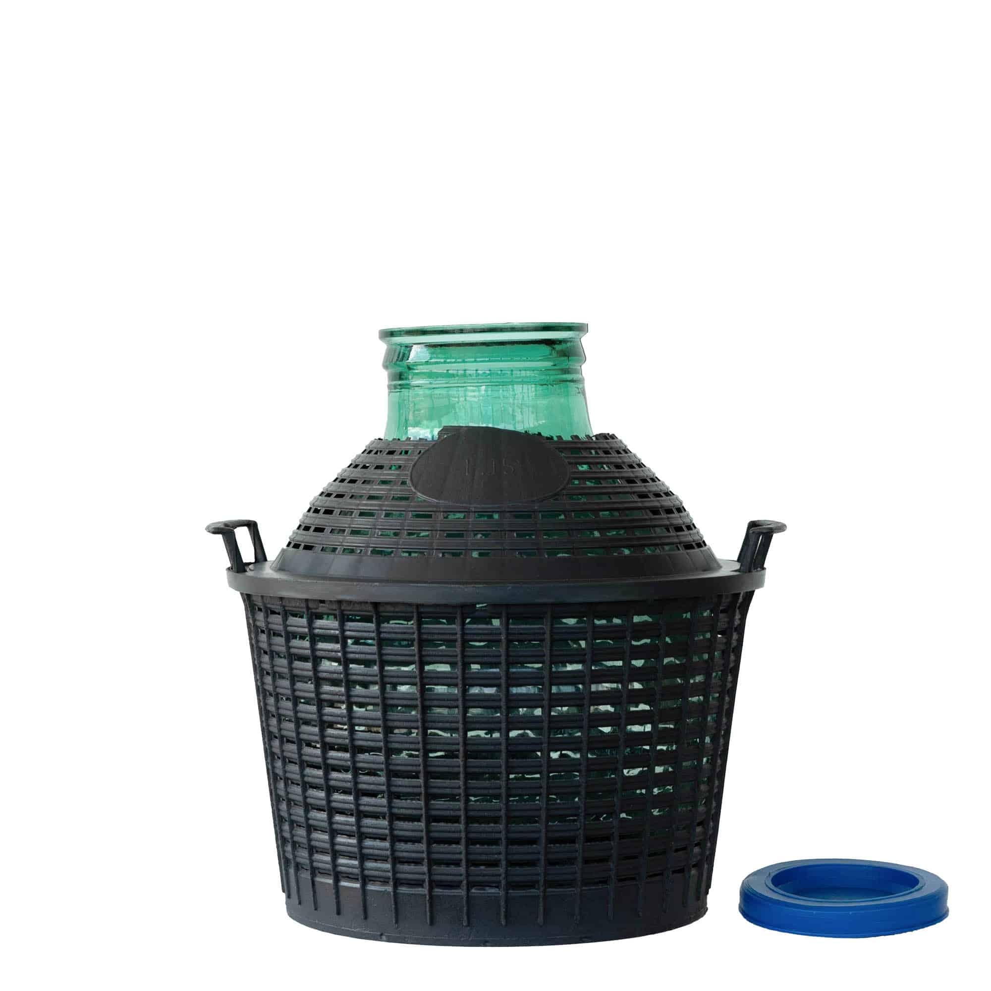 15 l ballongflaska bred hals, glas, mynning: snäpplock