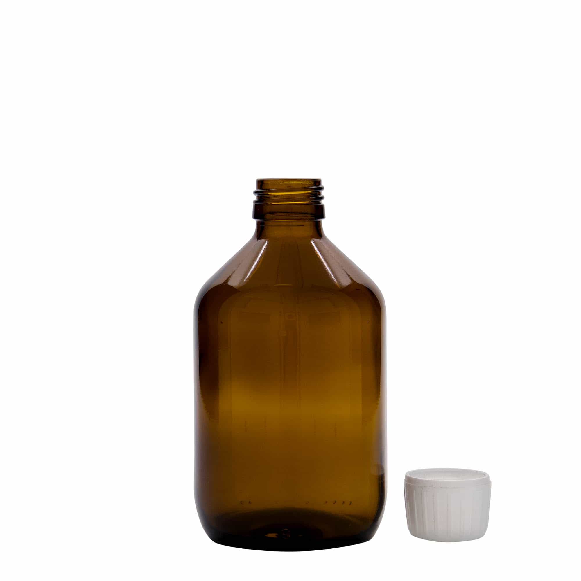 300 ml medicinflaska, brun, glas, mynning: PP 28