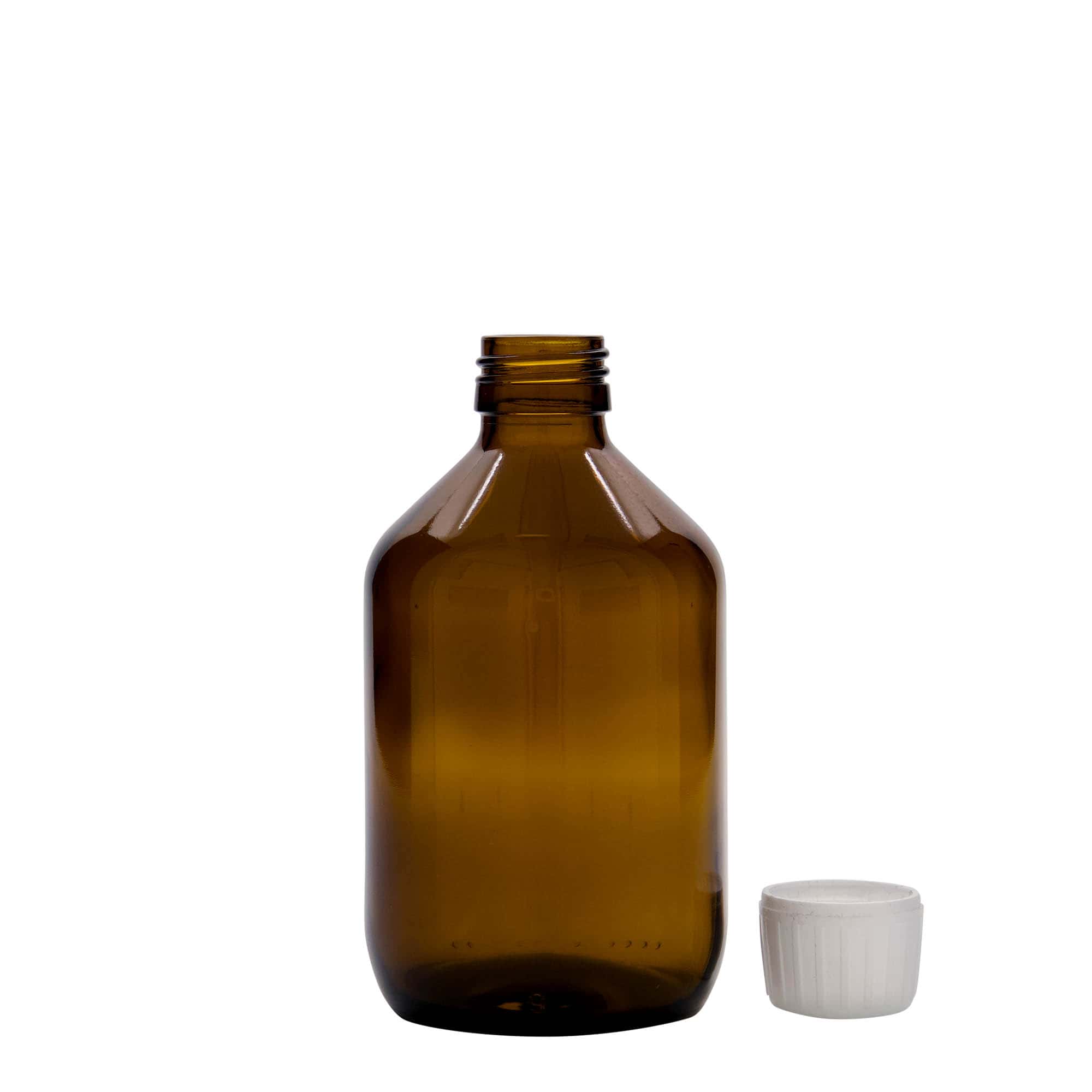 300 ml medicinflaska, brun, glas, öppning: PP 28