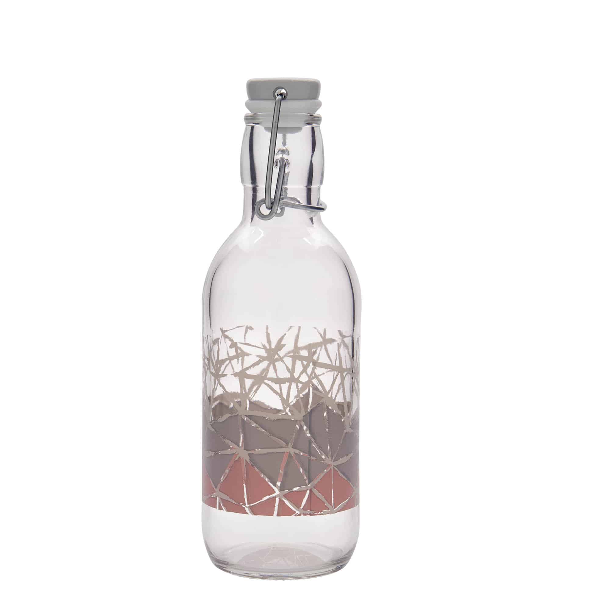 500 ml glasflaska Emilia tryckt 'Manolibera rosa', öppning: patentkork