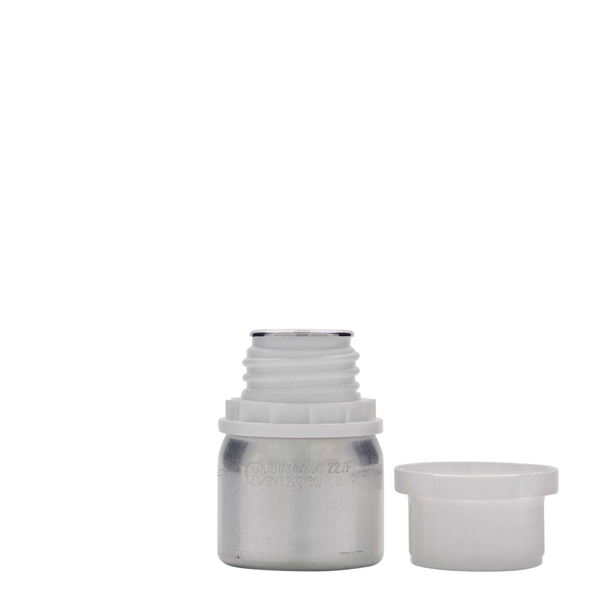 50 ml aluminiumflaska, metall, silver, öppning: DIN 32