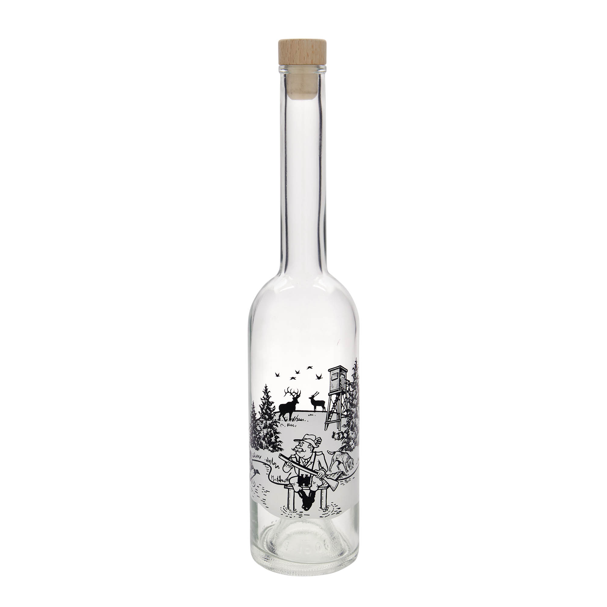 500 ml glasflaska 'Opera', motiv: Jägare, öppning: kork