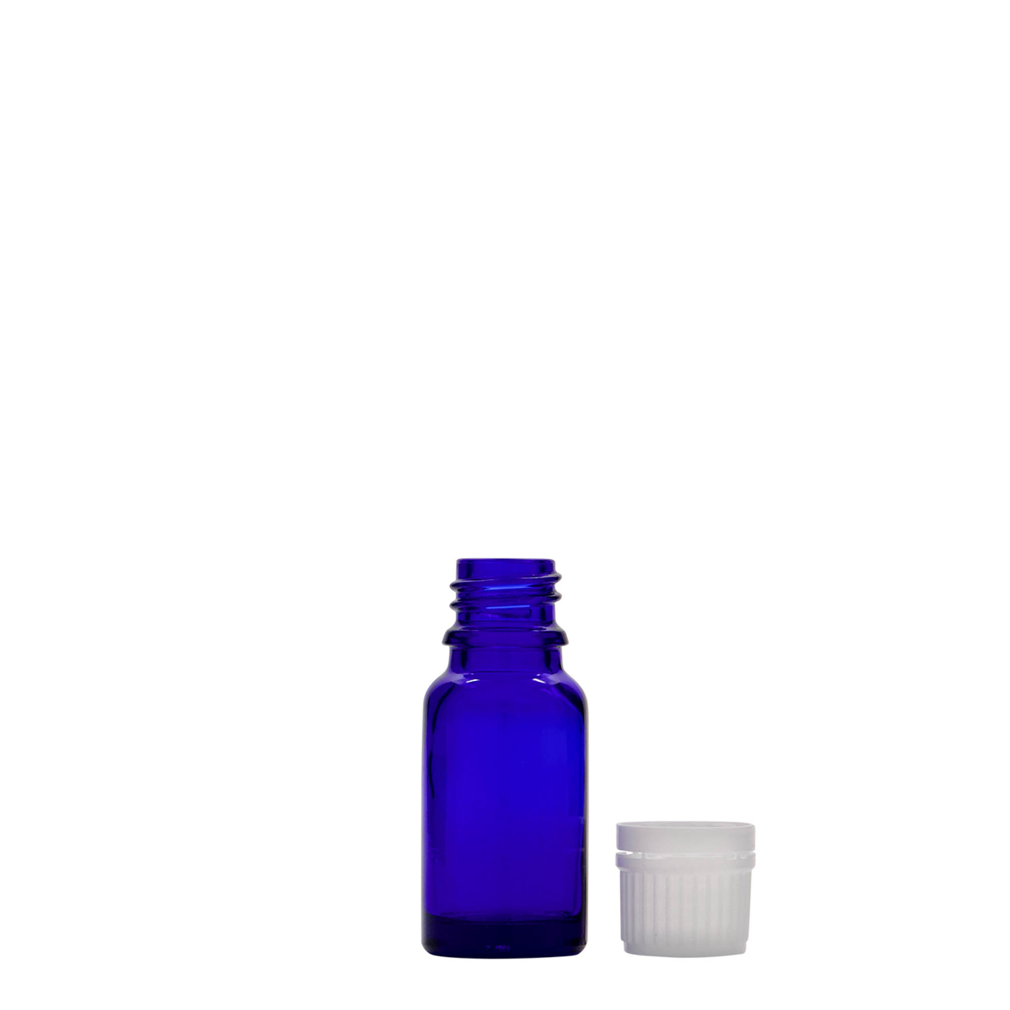 10 ml medicinflaska, glas, kungligt blå, mynning: DIN 18 10 ml medicinflaska, glas, kungligt blå, mynning: DIN 18
