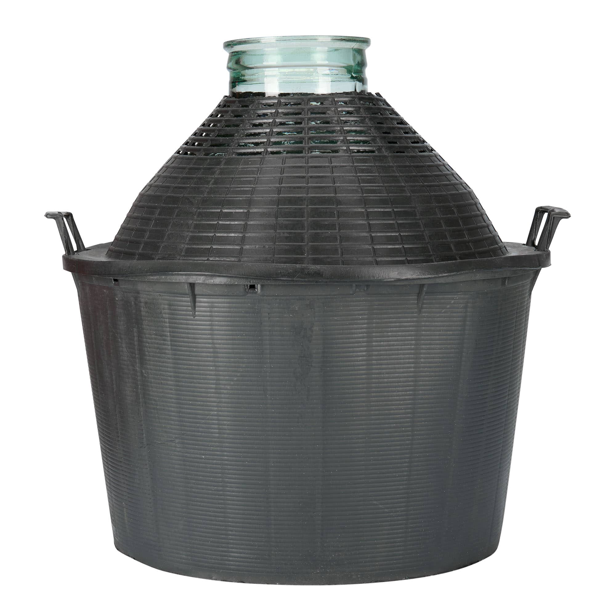 34 l ballongflaska bred hals, glas, mynning: snäpplock