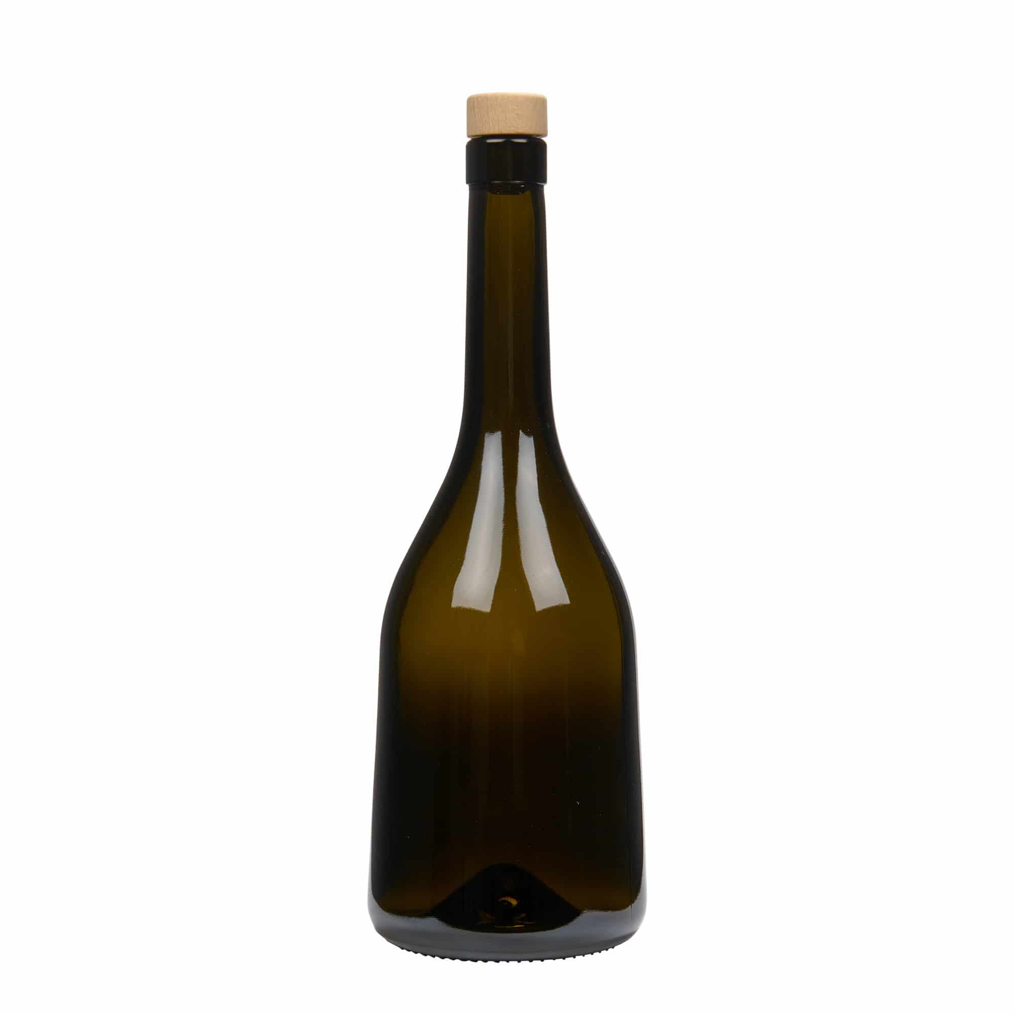 750 ml glasflaska 'Rustica', antikgrön, mynning: kork