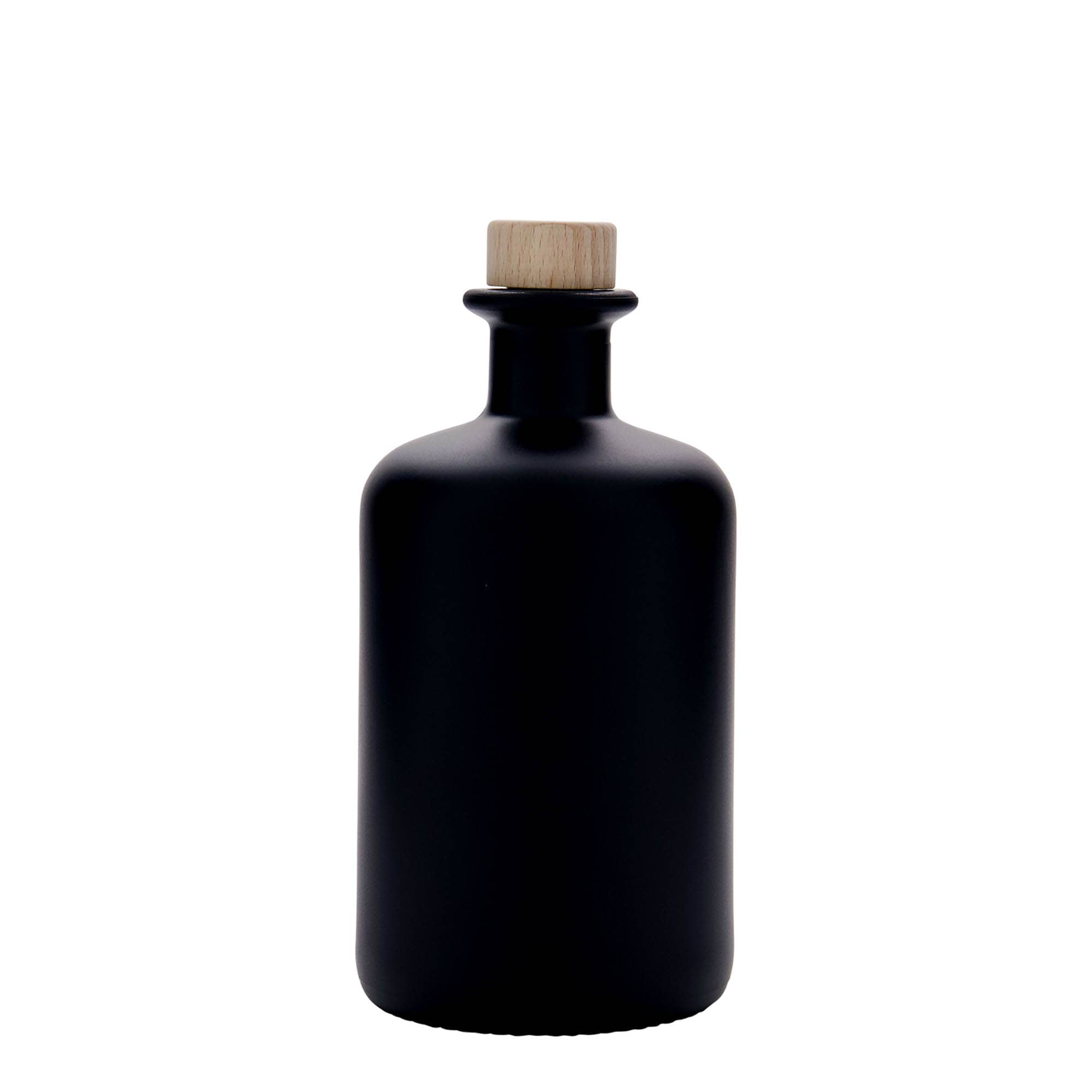 500 ml apoteksglasflaska, svart, mynning: kork
