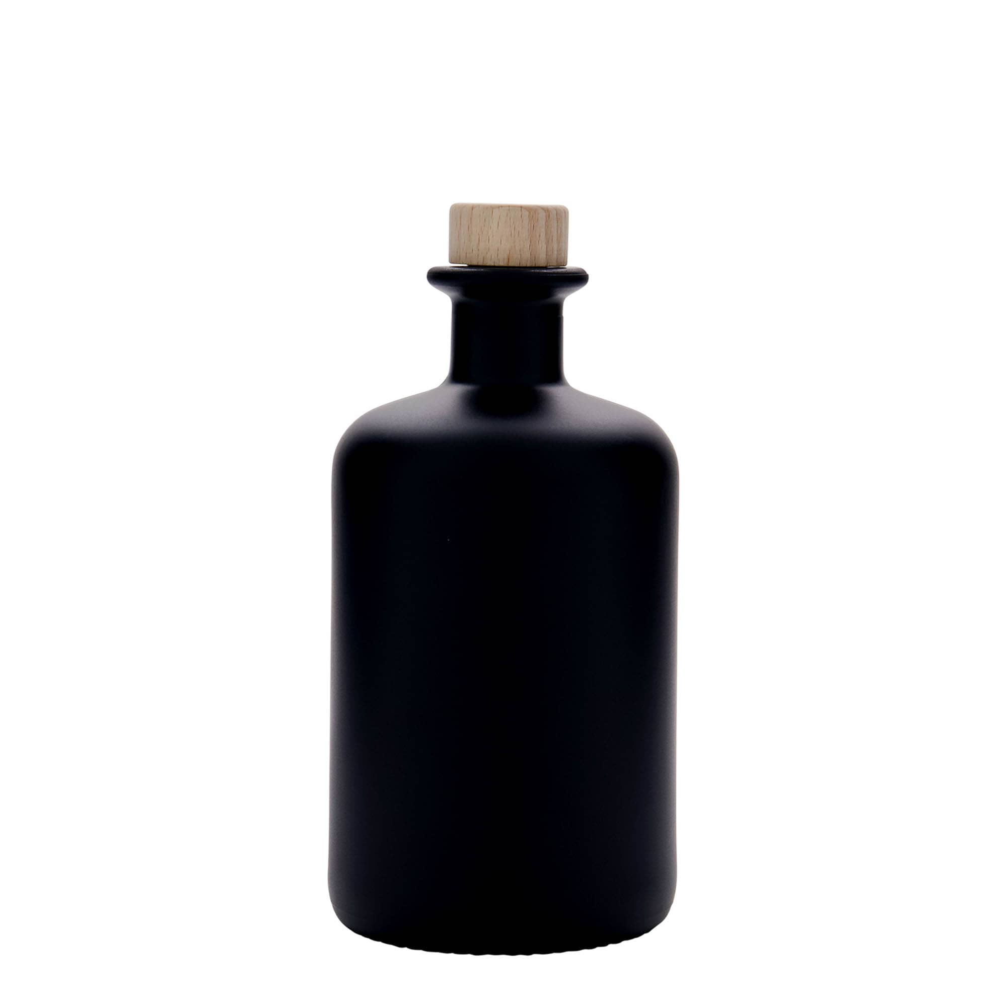 500 ml glasflaska apotekare, svart, mynning: kork