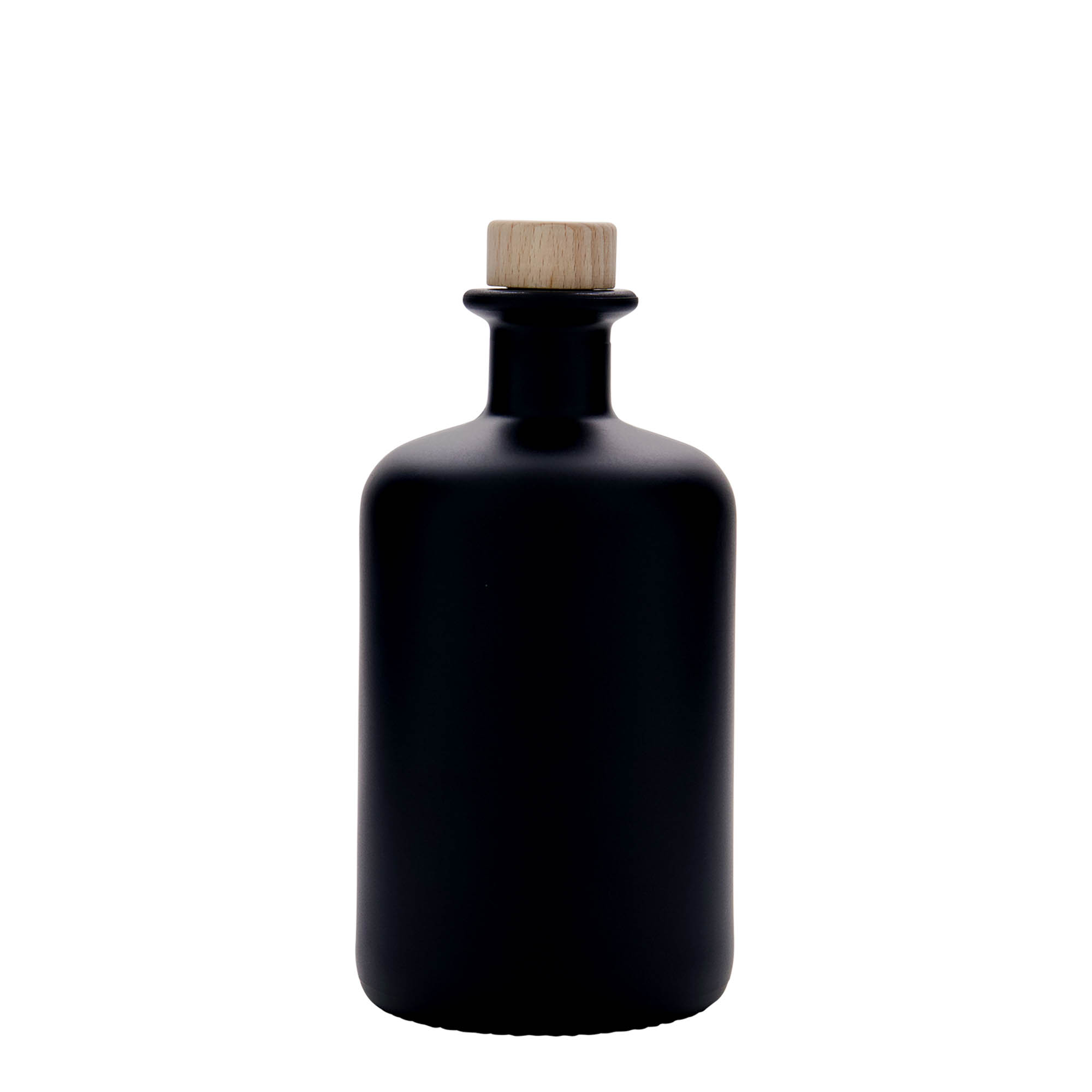 500 ml glasflaska apotekare, svart, mynning: kork