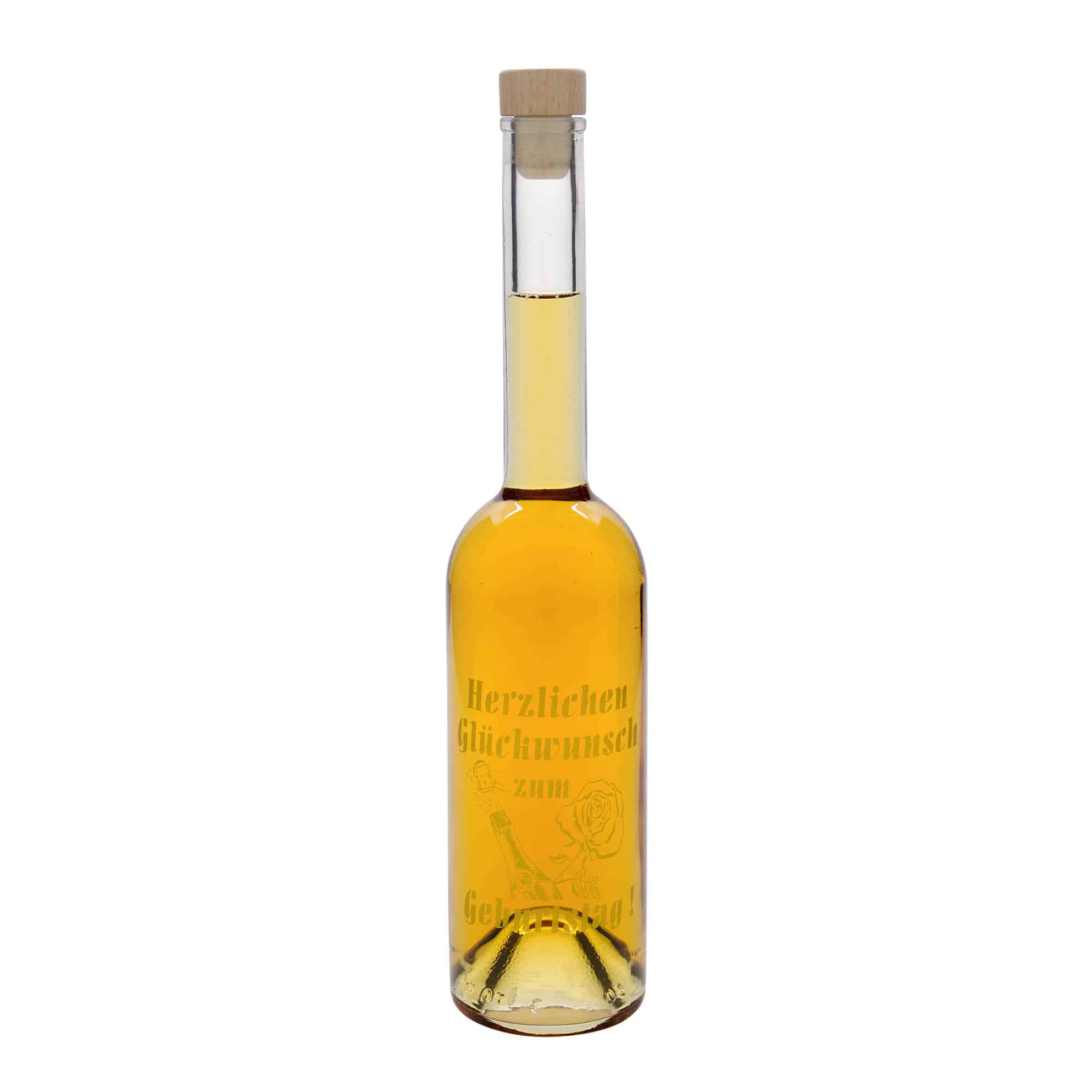 500 ml glasflaska 'Opera', motiv: Födelsedagsflaska, mynning: kork