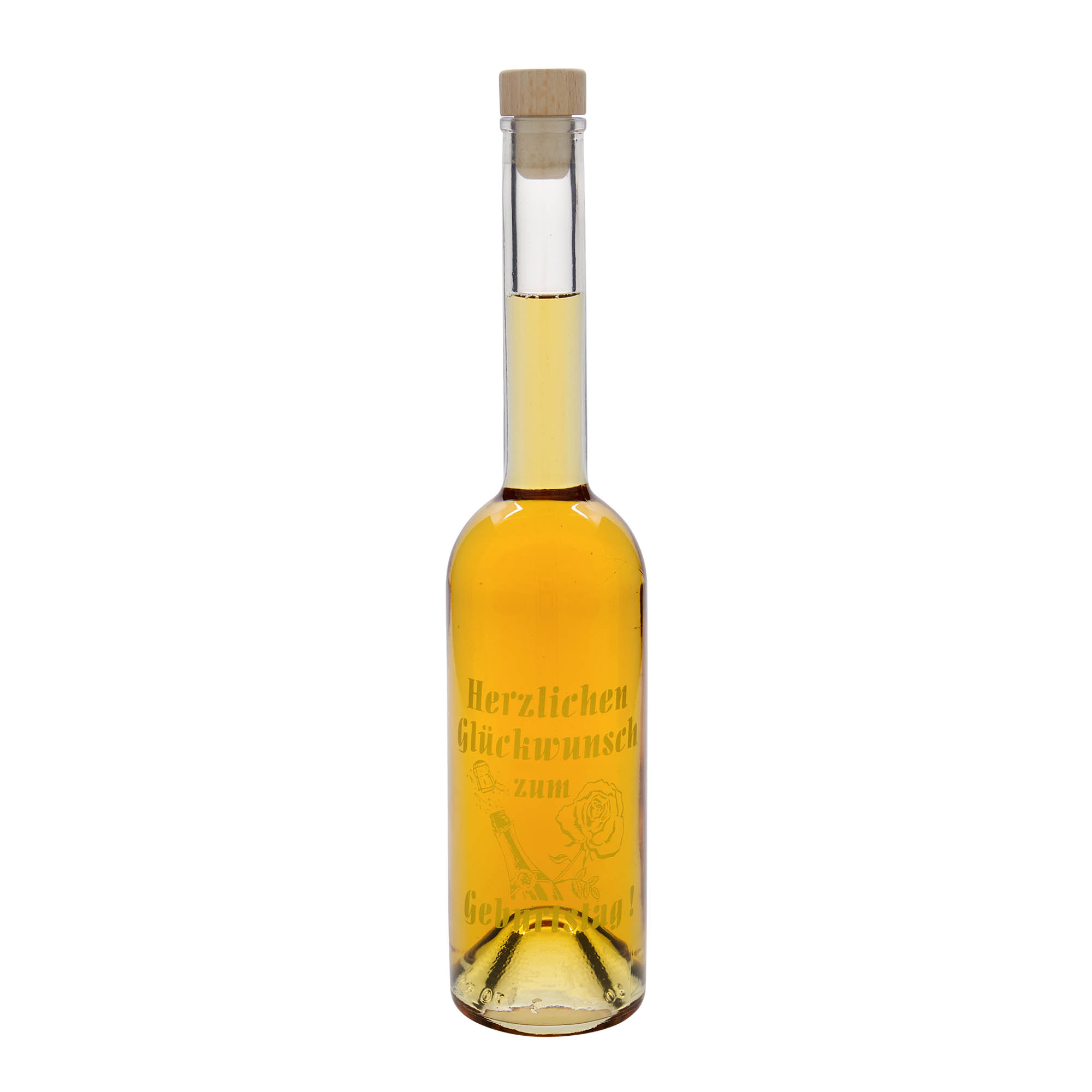 500 ml glasflaska 'Opera', motiv: födelsedagsflaska, mynning: kork