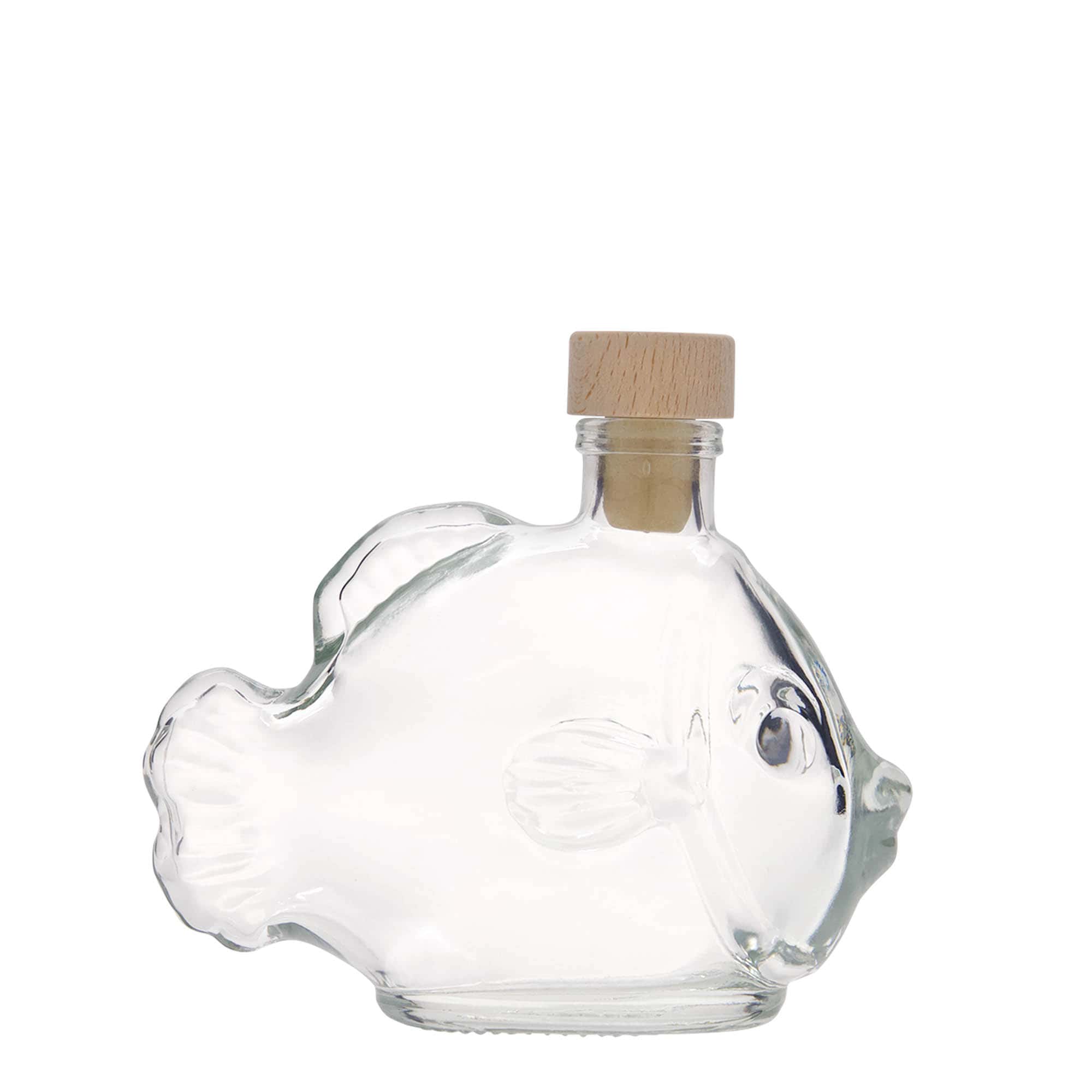 200 ml glasflaska 'Fisk', mynning: kork
