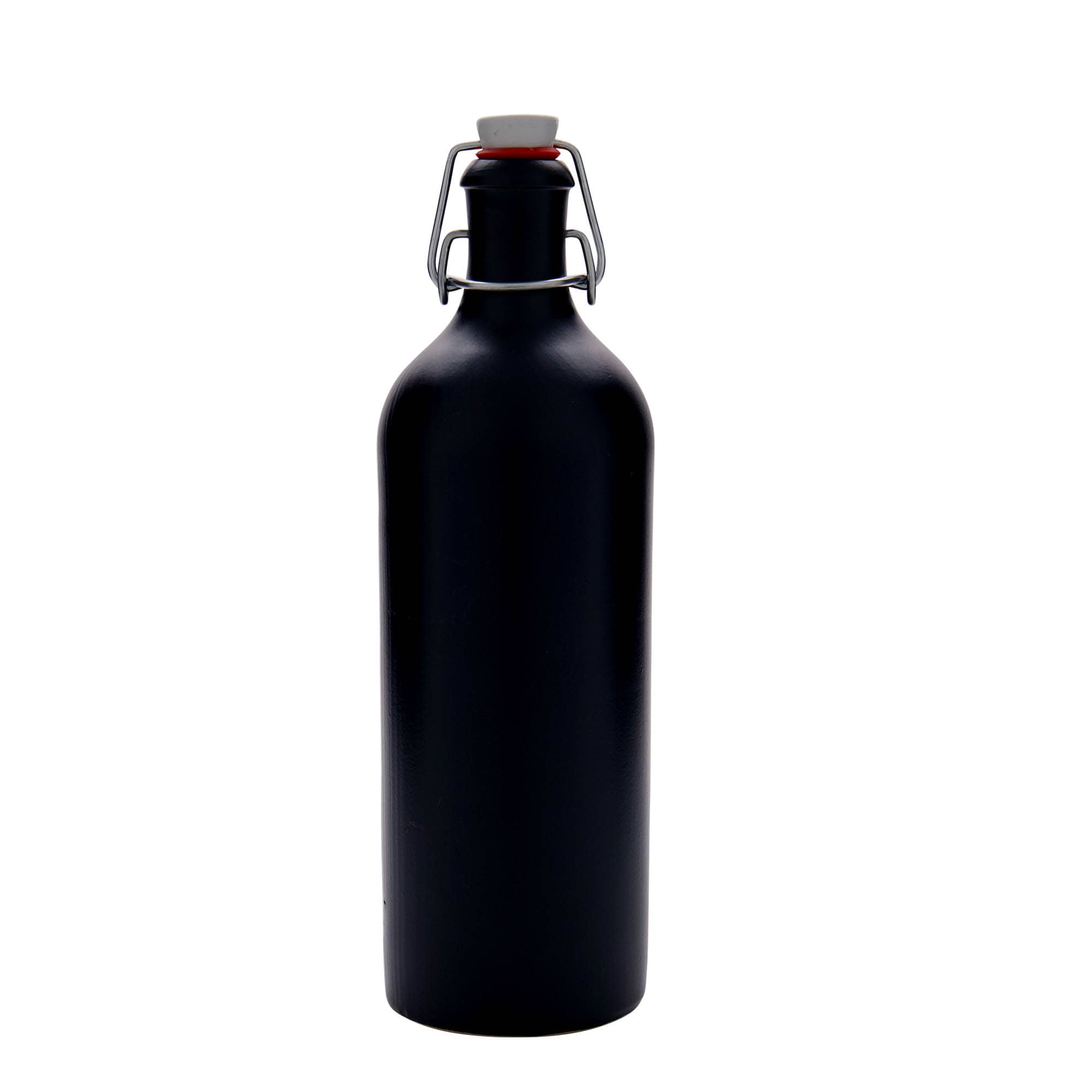 750 ml lerkrus, stengods, svart, mynning: patentkork