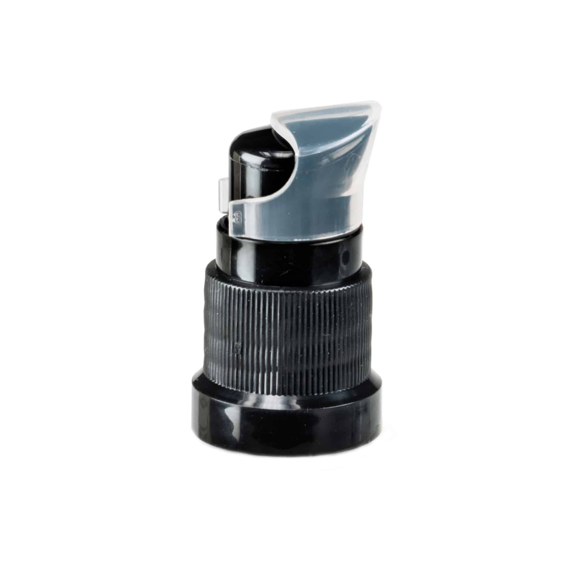 Skruvlock med lotionpump, PP-plast, svart, för öppning: DIN 18