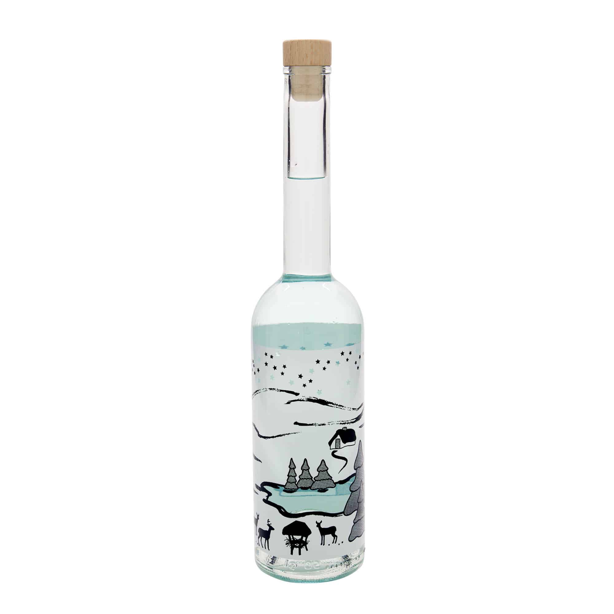 500 ml glasflaska 'Opera', motiv: Vinterdröm-Bianco, mynning: kork