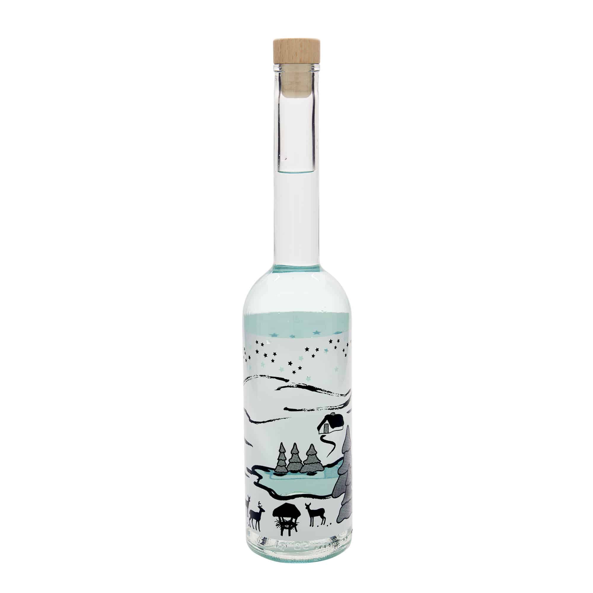 500 ml glasflaska 'Opera', motiv: Wintertraum-Bianco, mynning: kork