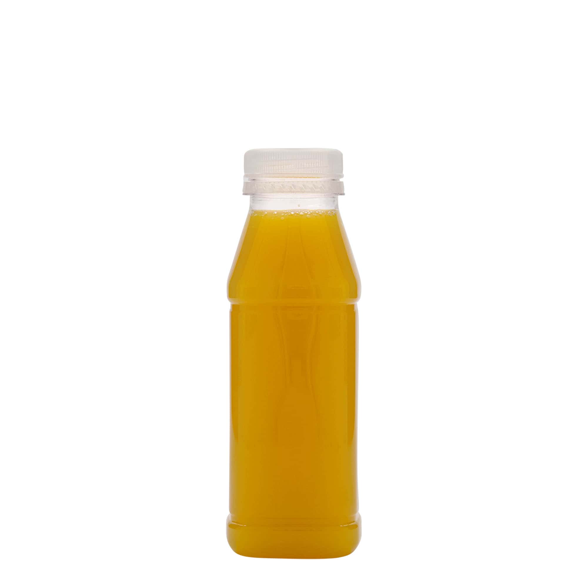 330 ml PET-flaska 'Milk and Juice Carré', kvadratisk, plast, öppning: 38 mm