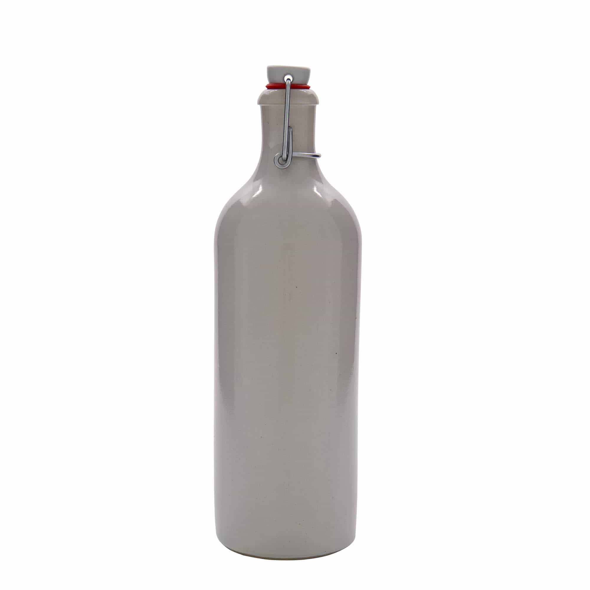 750 ml lerkrus, stengods, vit, mynning: patentkork