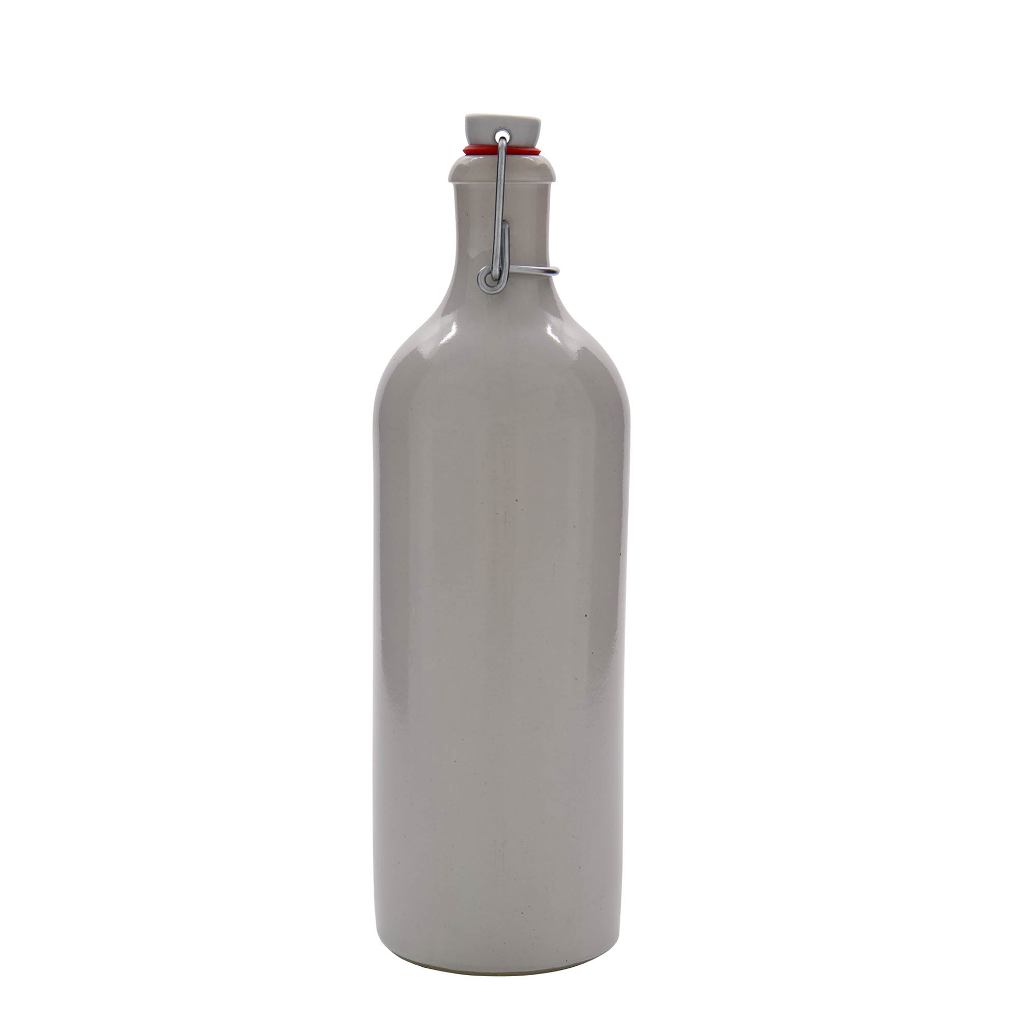 750 ml lerkrus, stengods, vitt, öppning: bygelstängning