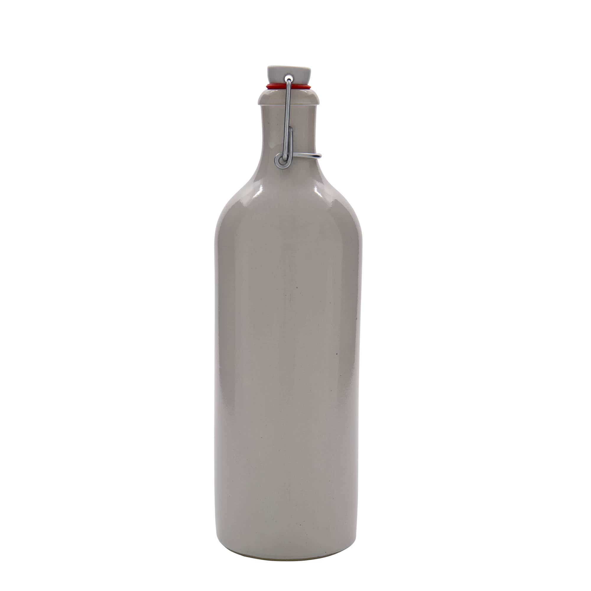 750 ml lerkrus, stengods, vitt, öppning: bygelstängning