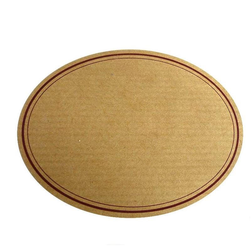Naturetikett, oval, papper, röd-brun