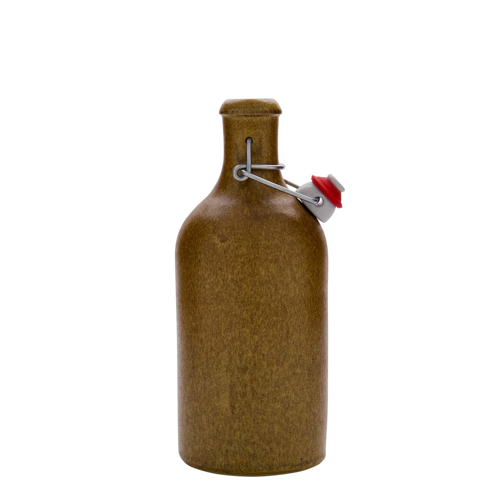 500 ml tonkrus, stengods, brun-kristall, mynning: bygelstängning