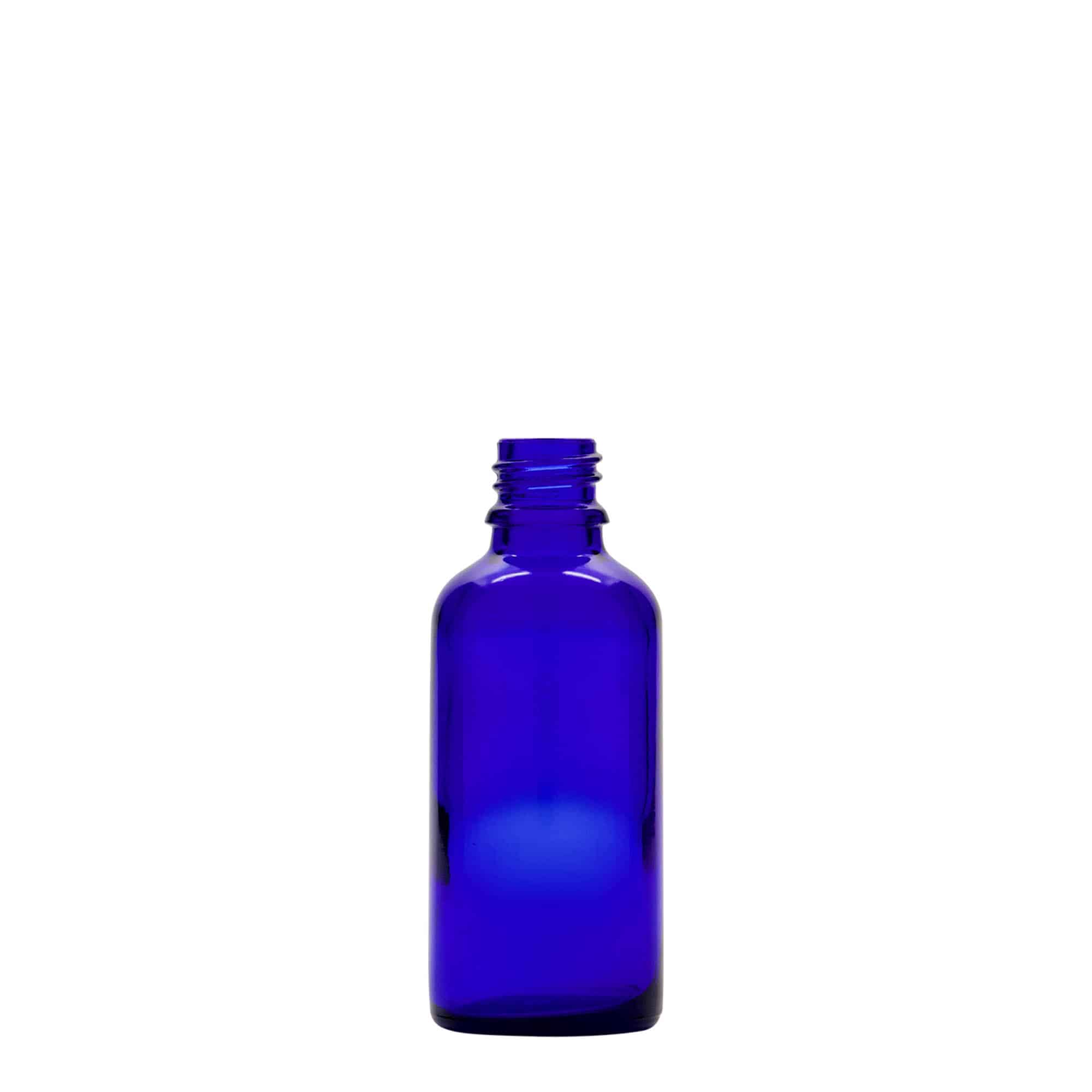 50 ml flaska med pipett, medicin, glas, kungsblå-röd, mynning: DIN 18