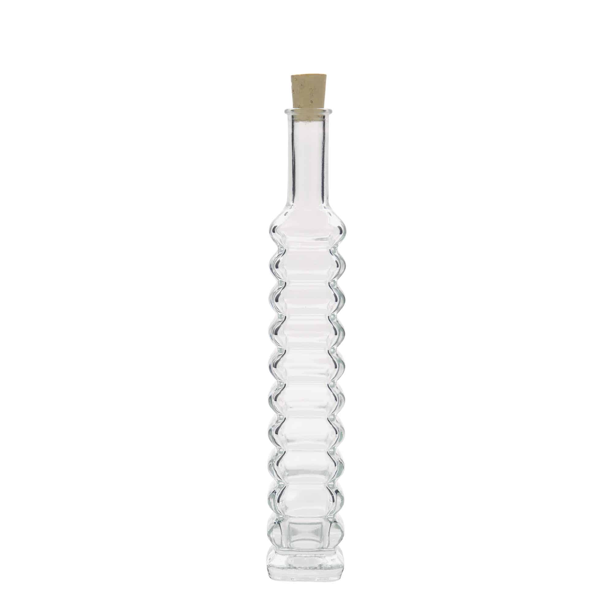 100 ml glasflaska 'Roma', kvadratisk, mynning: kork