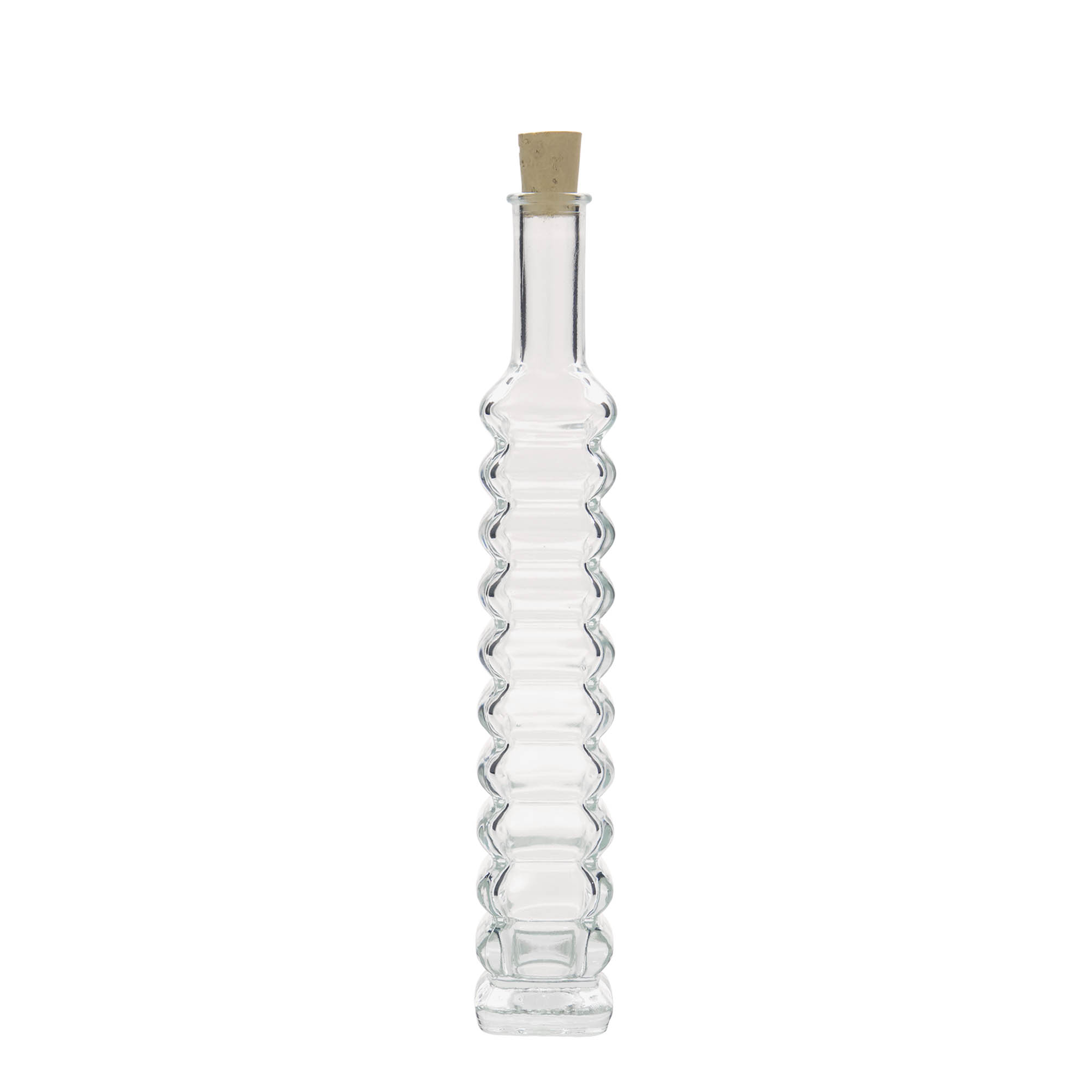 100 ml glasflaska 'Roma', kvadratisk, öppning: kork