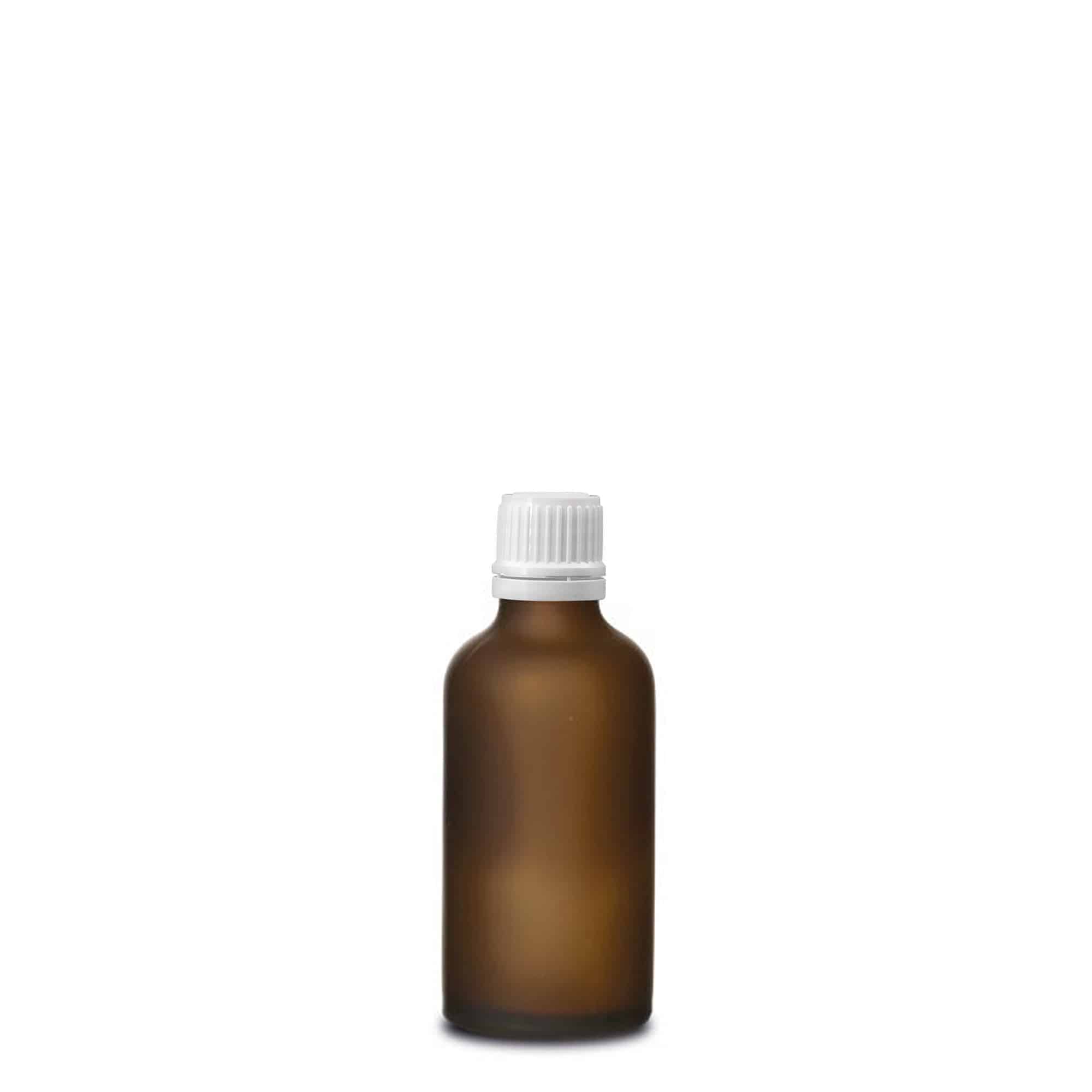 50ml medicinflaska, glas, brun frostad, mynning: DIN 18