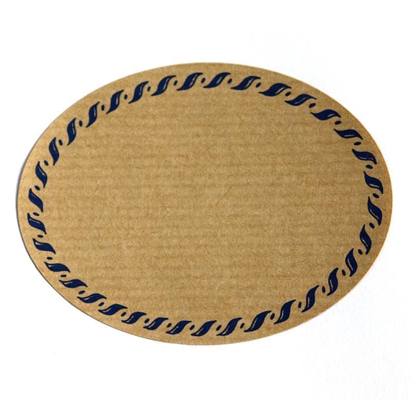 Stort naturmärke 'Snörrand', oval, papper, blå-brun