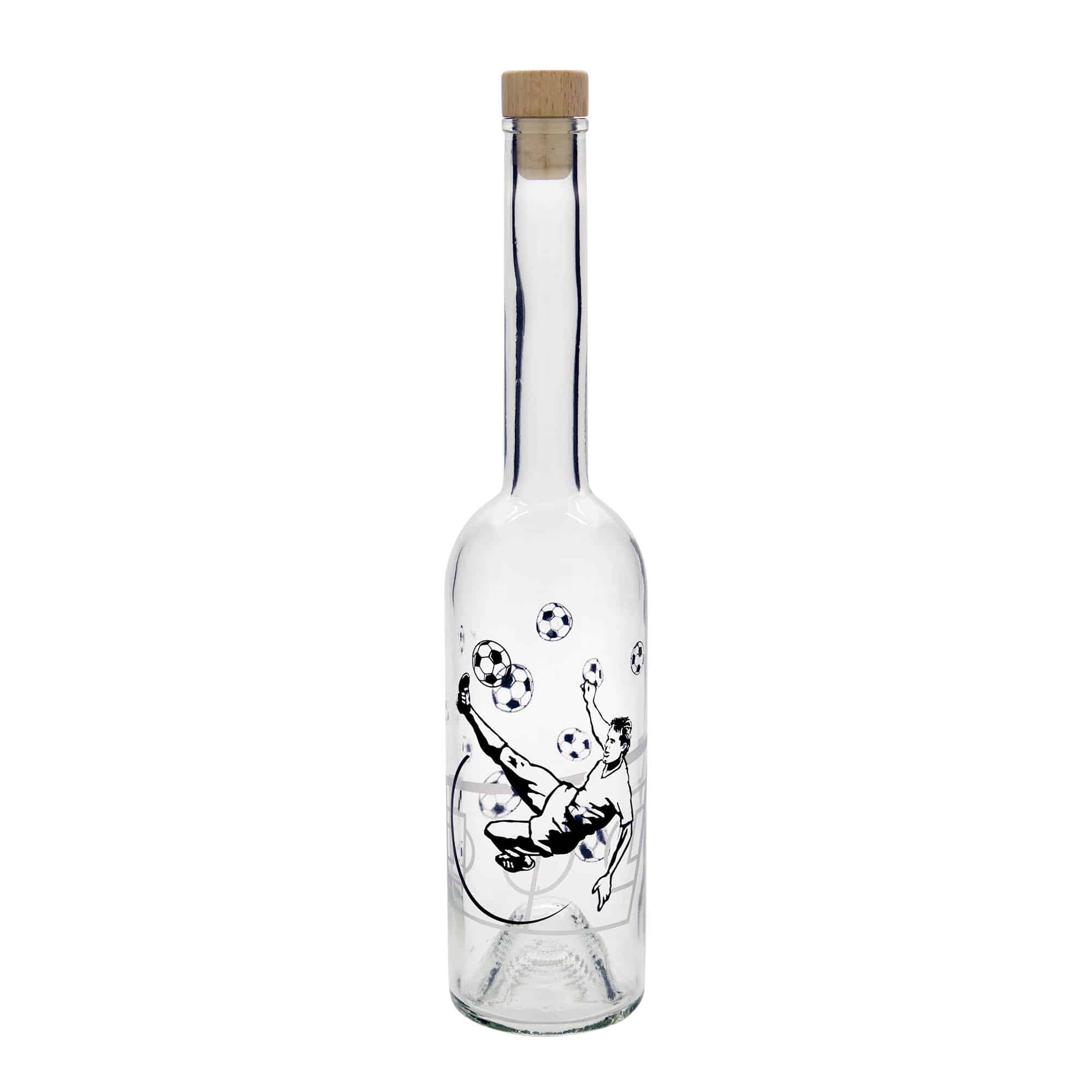 500 ml glasflaska 'Opera', motiv: Fotbollsspelare, mynning: kork