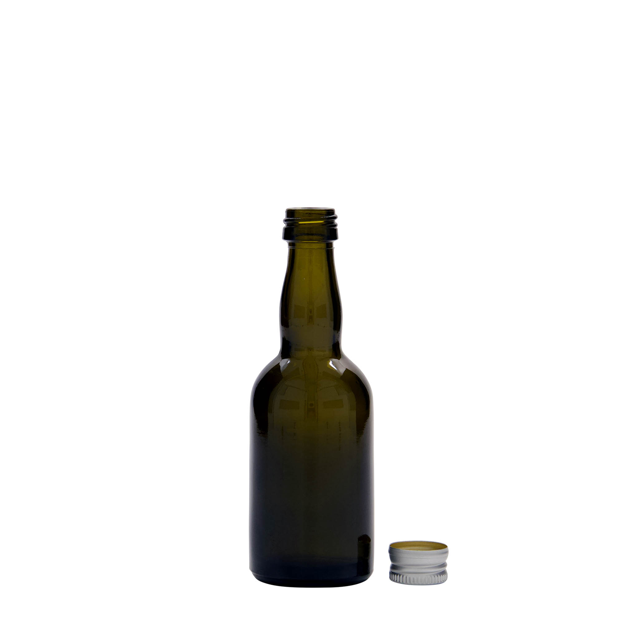 50 ml glasflaska 'Proba', antikgrön, mynning: PP 18 50 ml glasflaska 'Proba', antikgrön, mynning: PP 18
