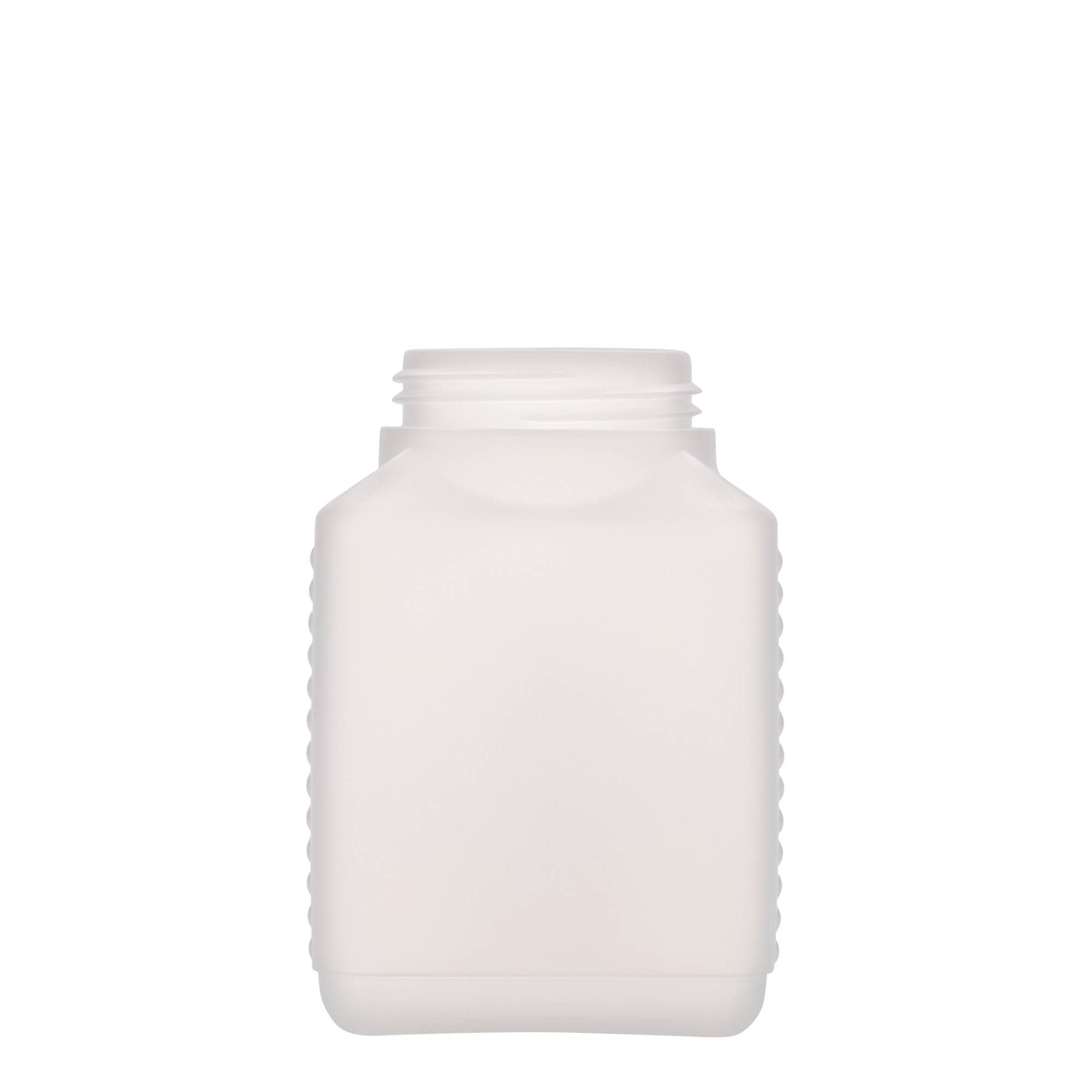 500 ml vid halsflaska, rektangulär, HDPE-plast, natur, öppning: DIN 60 EPE 500 ml vid halsflaska, rektangulär, HDPE-plast, natur, öppning: DIN 60 EPE
