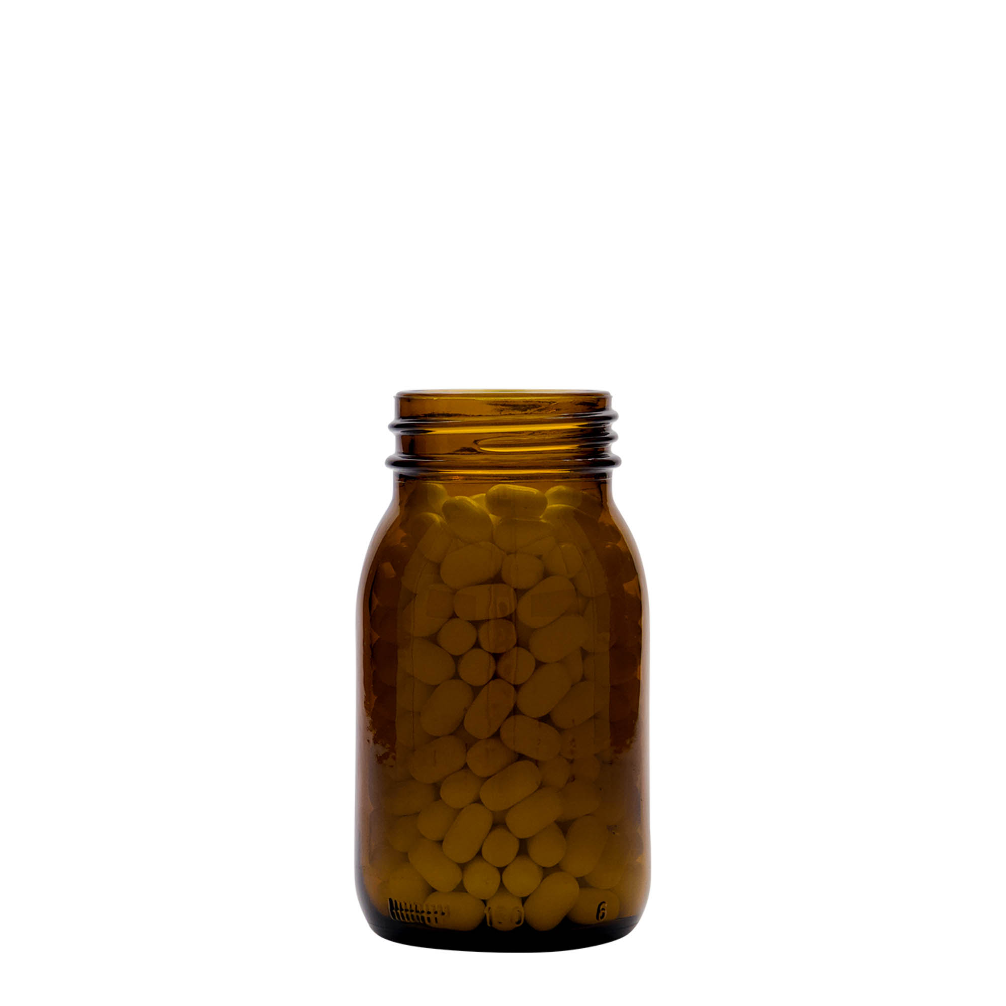 150 ml vid halsen glas, brun, öppning: DIN 45