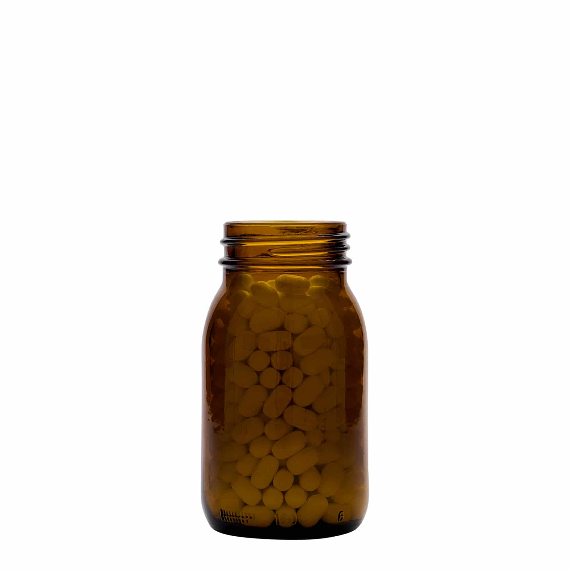 150 ml vid halsen glas, brun, öppning: DIN 45