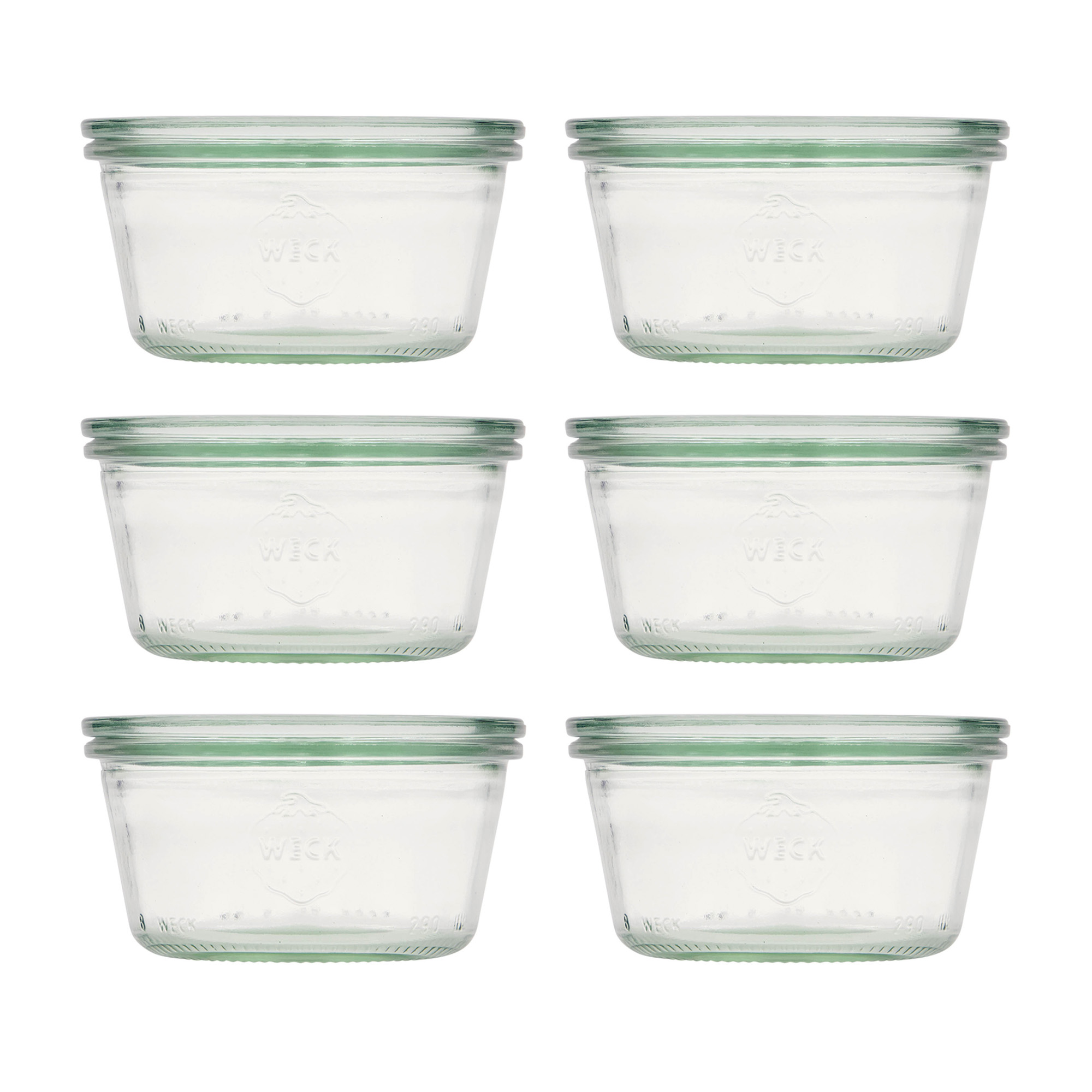 6x 290 ml platt WECK-störtglas med glaslock RR 100