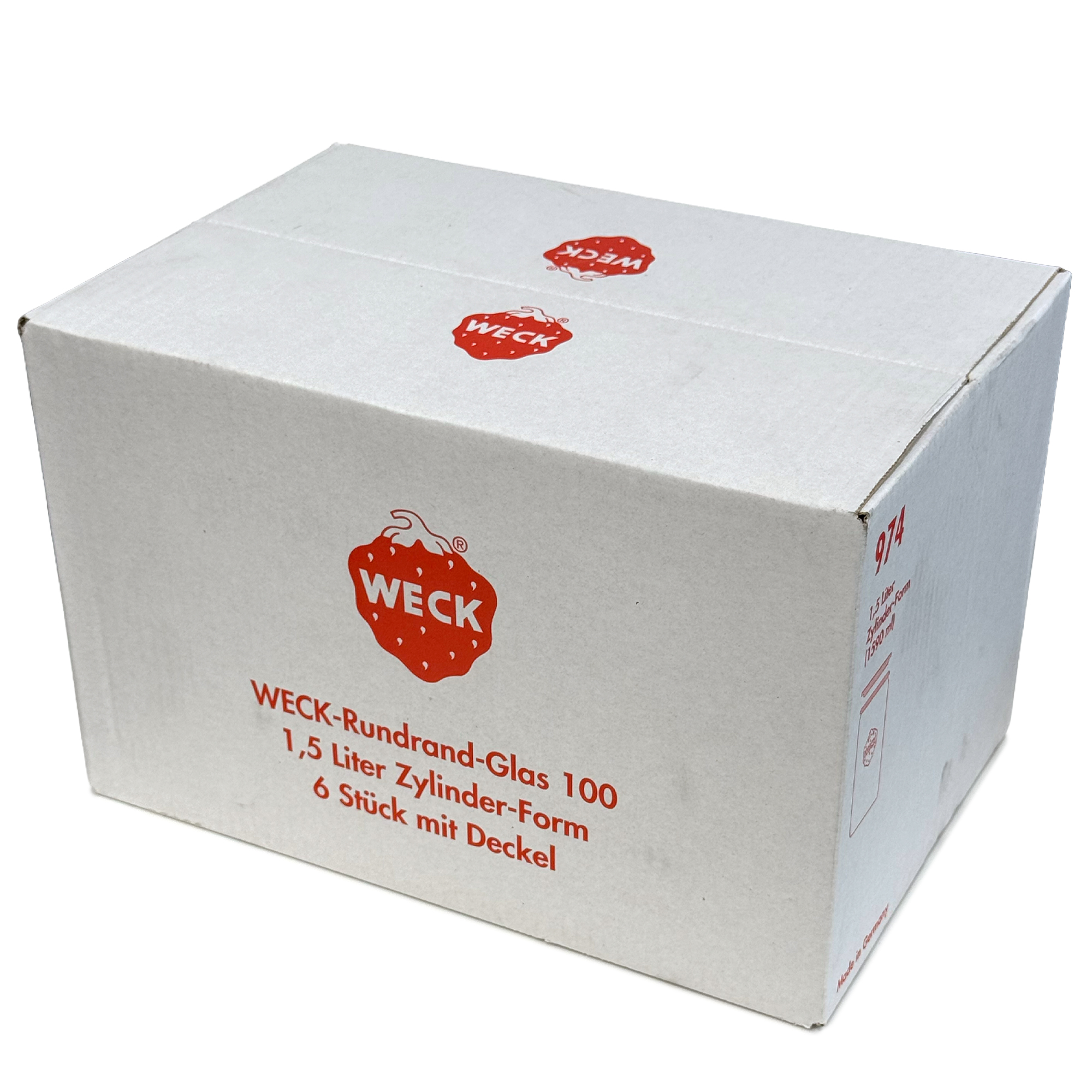 6x 1575 ml WECK-cylinderglas med glaslock RR 100