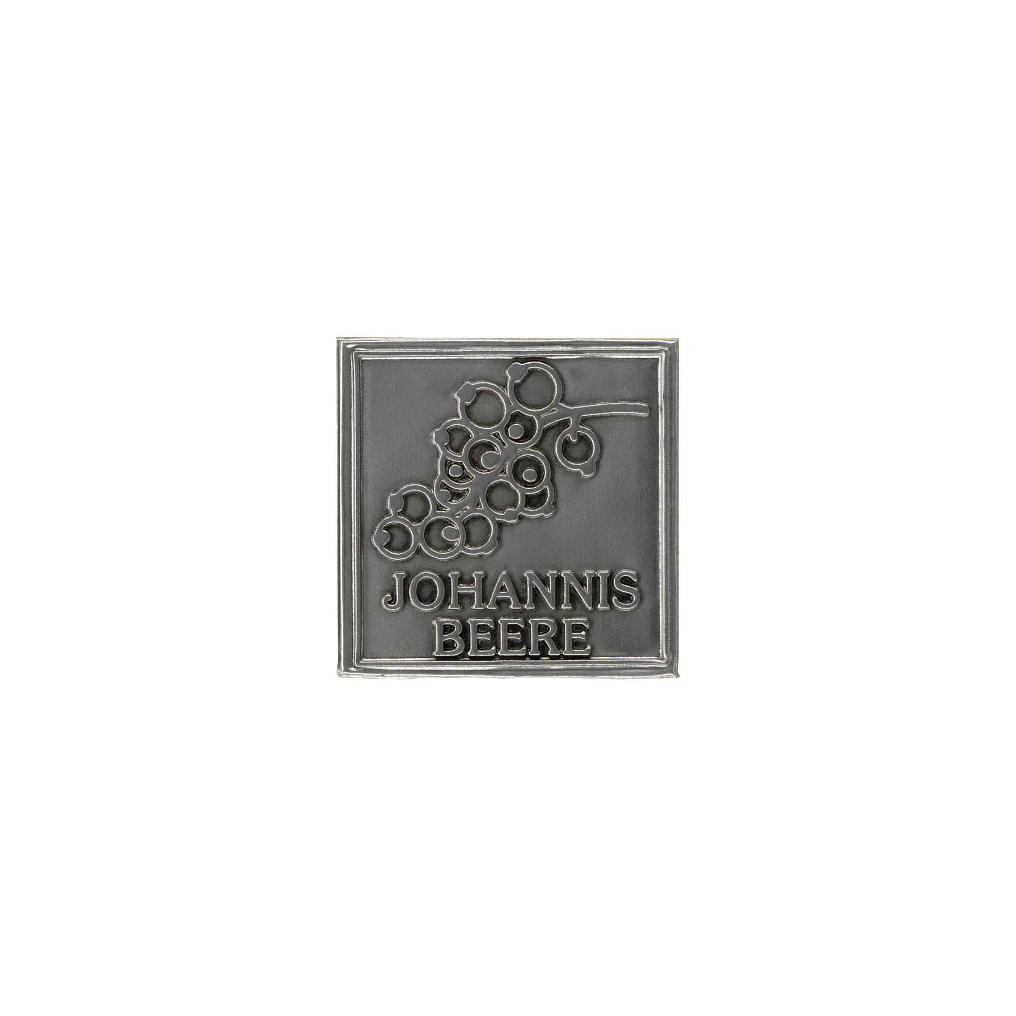 Tennetikett 'Svartvinbär', kvadratisk, metall, silver Tennetikett 'Svartvinbär', kvadratisk, metall, silver