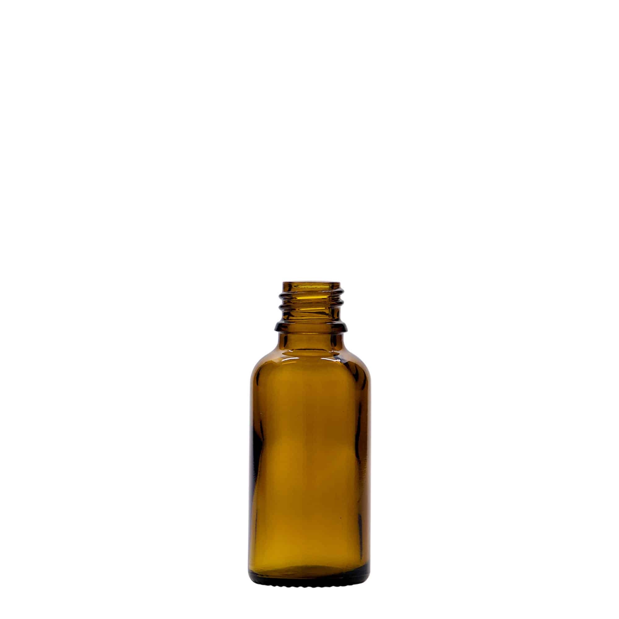 30 ml medicinflaska, glas, brun, mynning: DIN 18 30 ml medicinflaska, glas, brun, mynning: DIN 18