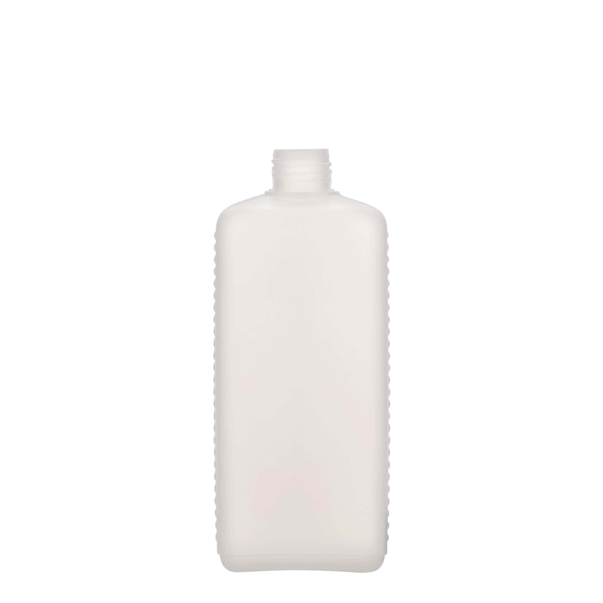 500 ml dunkflaska, rektangulär, HDPE-plast, natur, öppning: DIN 25 EPE