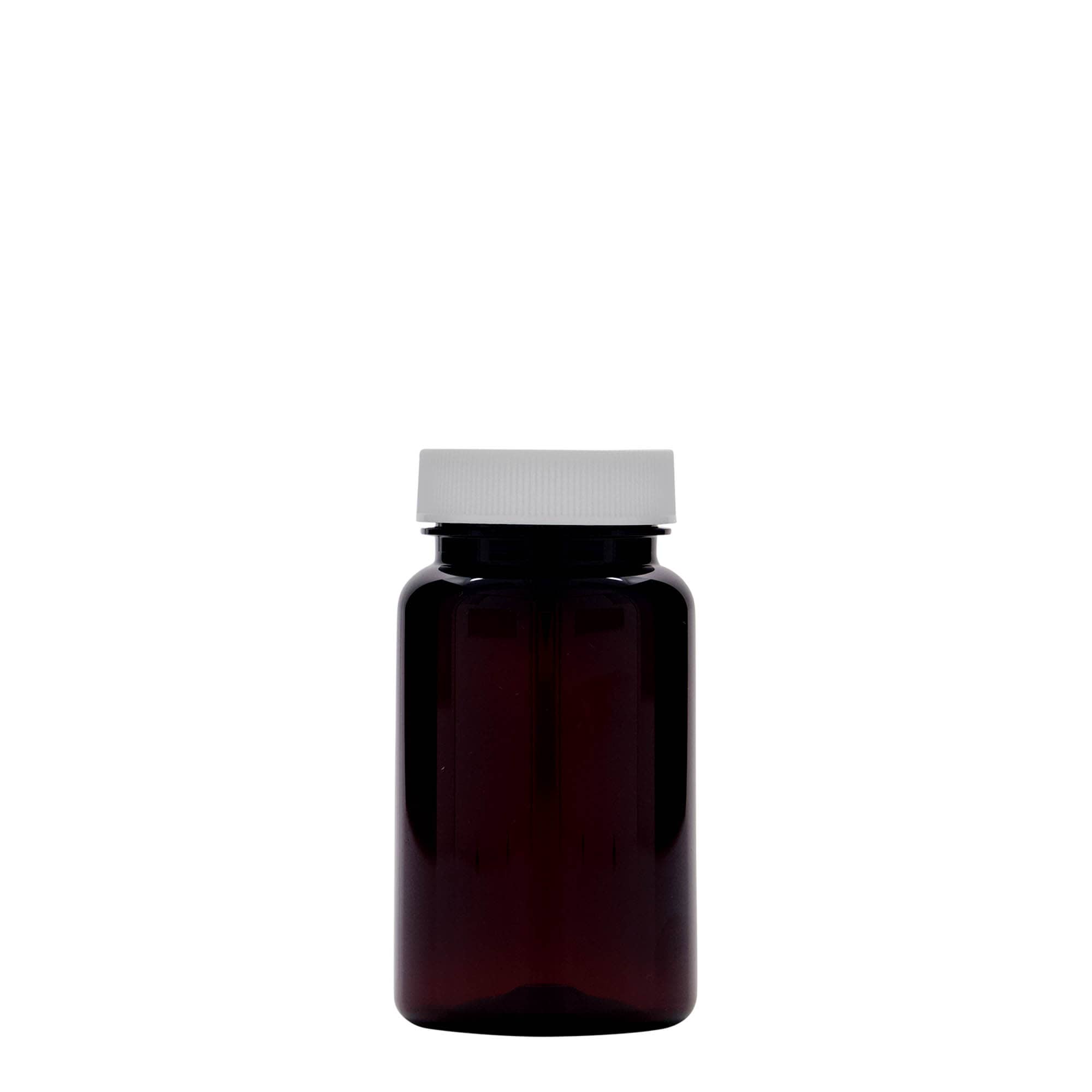100 ml PET-flaska, plast, brun, öppning: 38/400