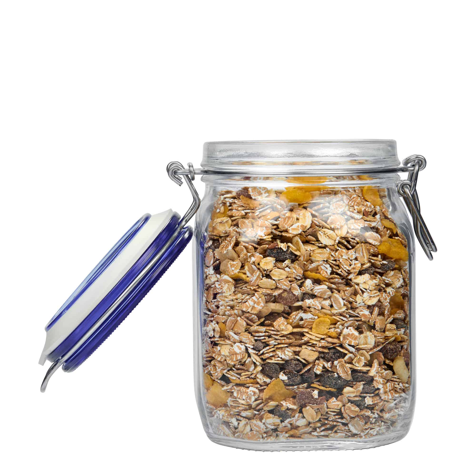 1.000 ml trågburksglas 'Fido' blått lock, fyrkantigt, öppning: trågburksförslutning 1.000 ml trågburksglas 'Fido' blått lock, fyrkantigt, öppning: trågburksförslutning